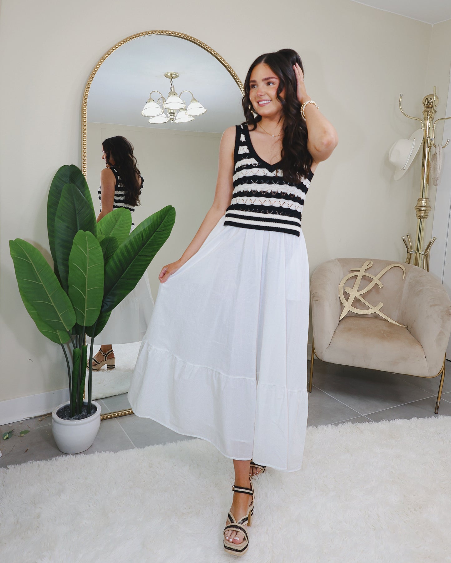 Elan Breezy Contrast Knit Maxi Dress