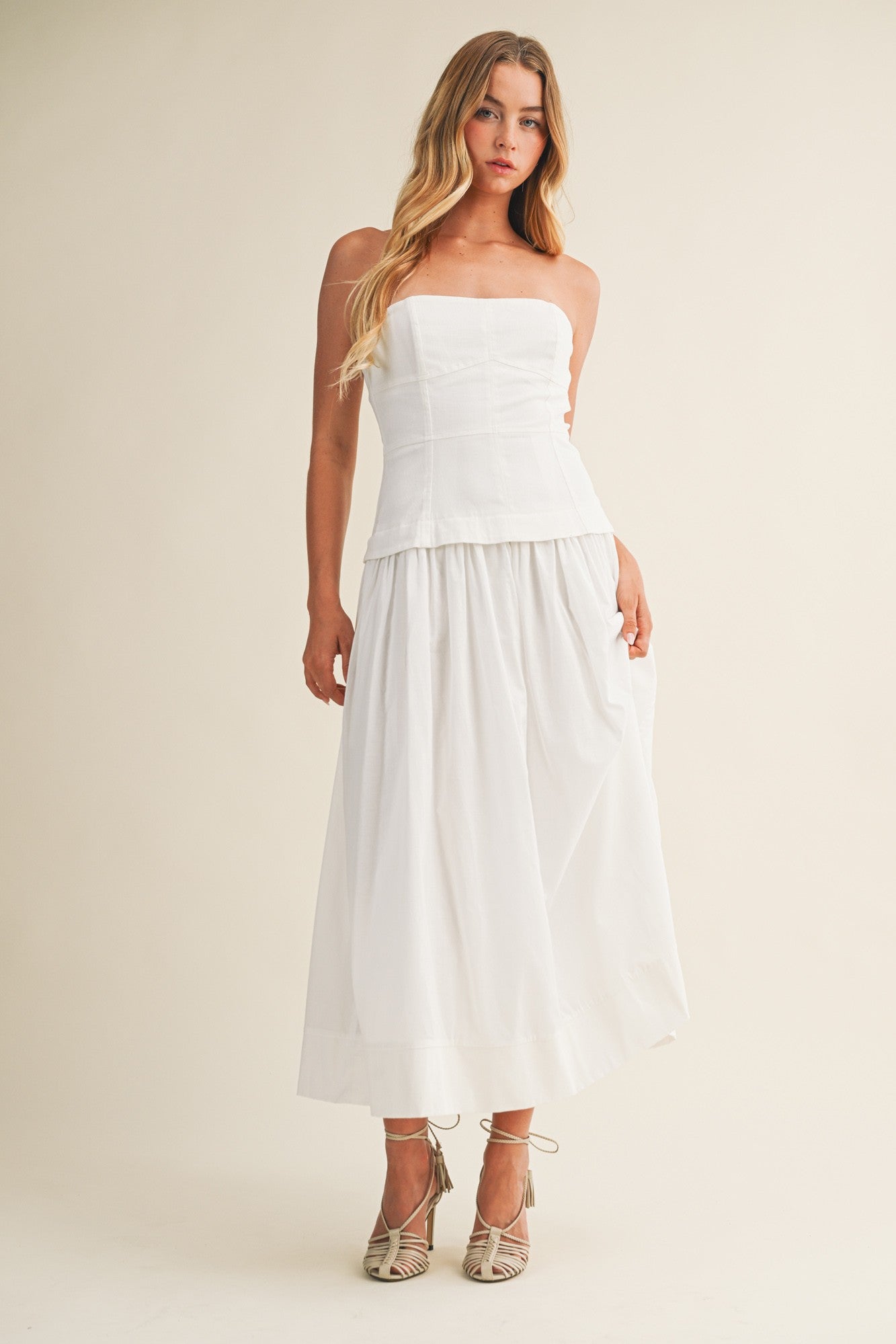 Bare Beauty Linen Corset Strapless Dress