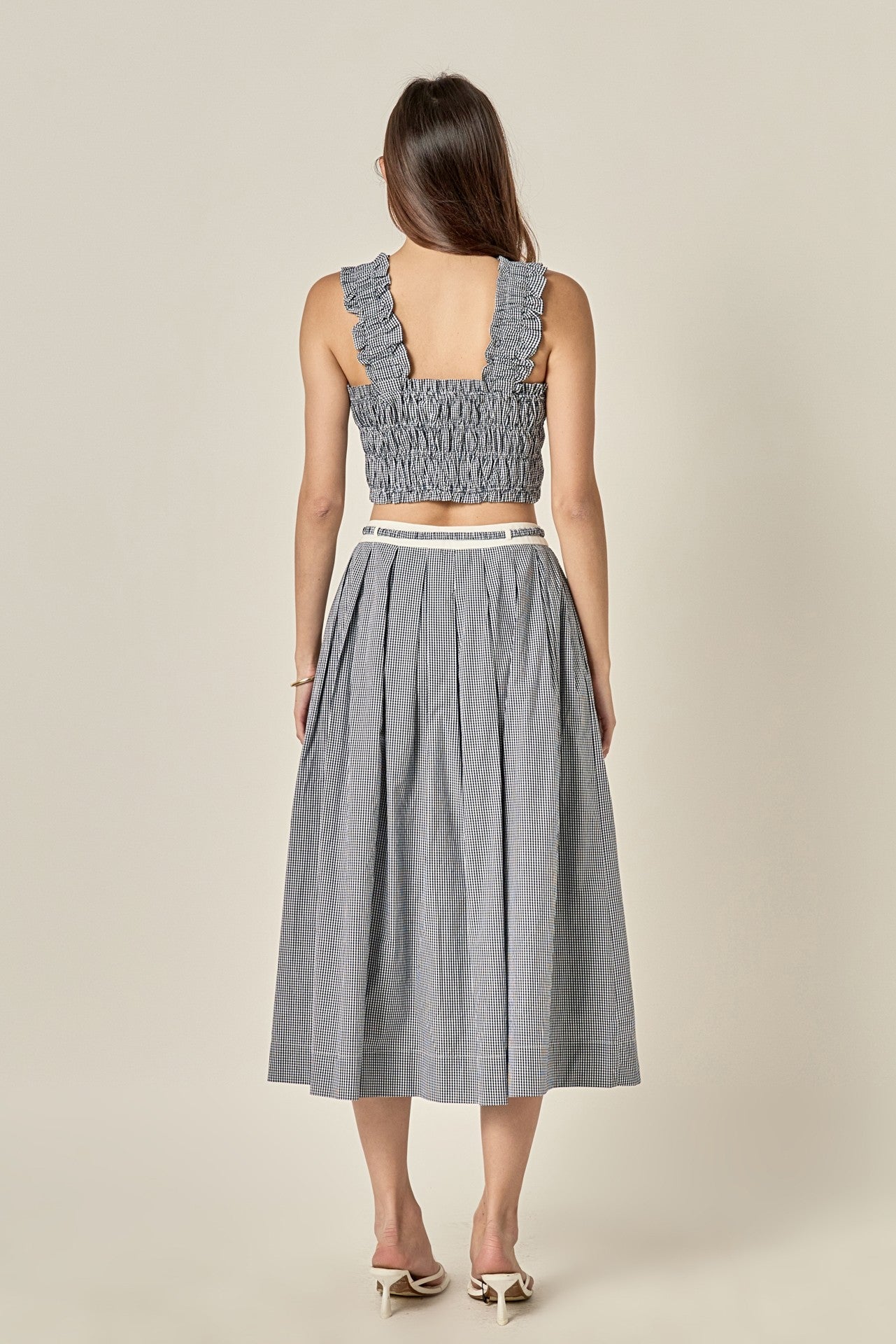 English Factory Colorblock Plaid Midi Skirt