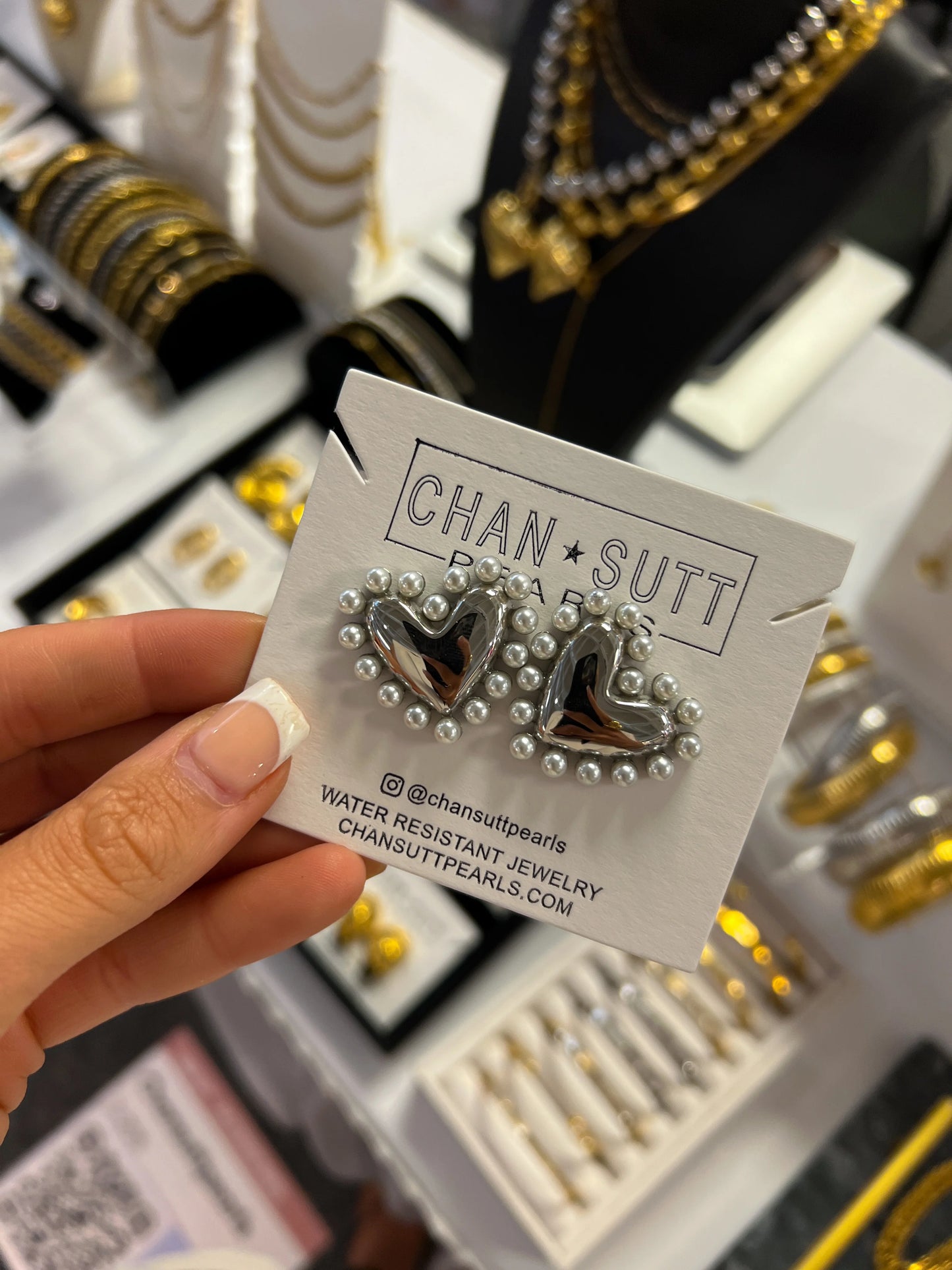 Pearl Heart Earrings