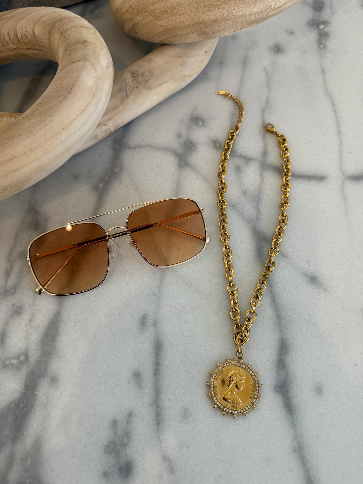 Love Each Other More Coin Necklace - 18K Gold Plated Stainless Steel
