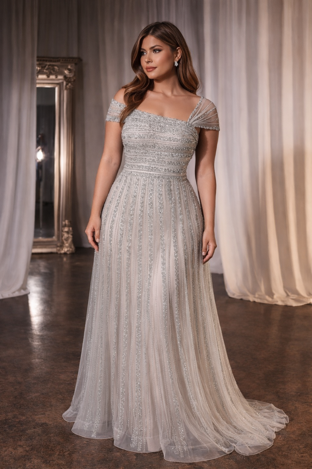 Champagne Luxe Beaded Gown