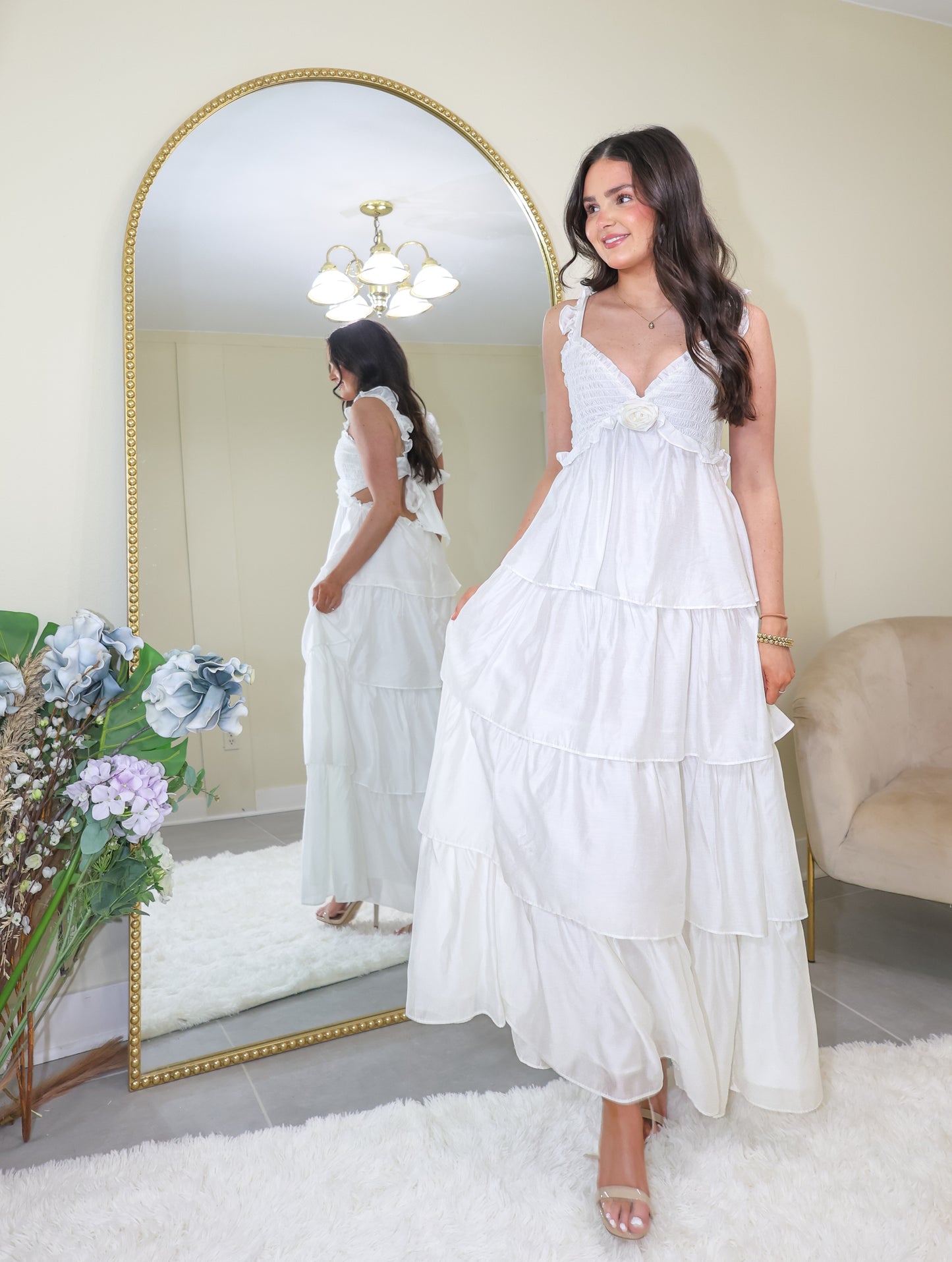 Rosy Daydreams Smocked Maxi Dress
