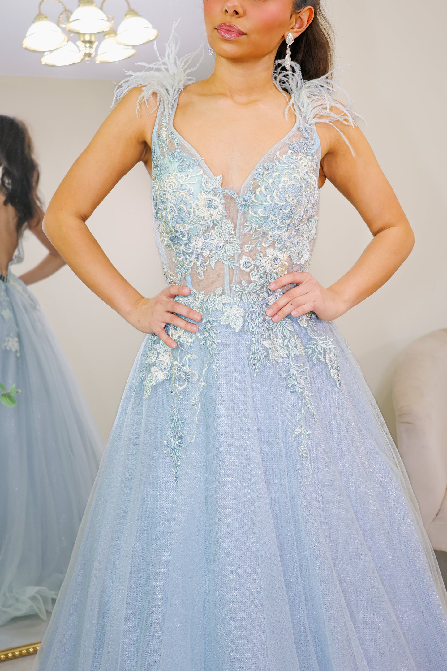 A Cinderella Story Feathered Evening Dress