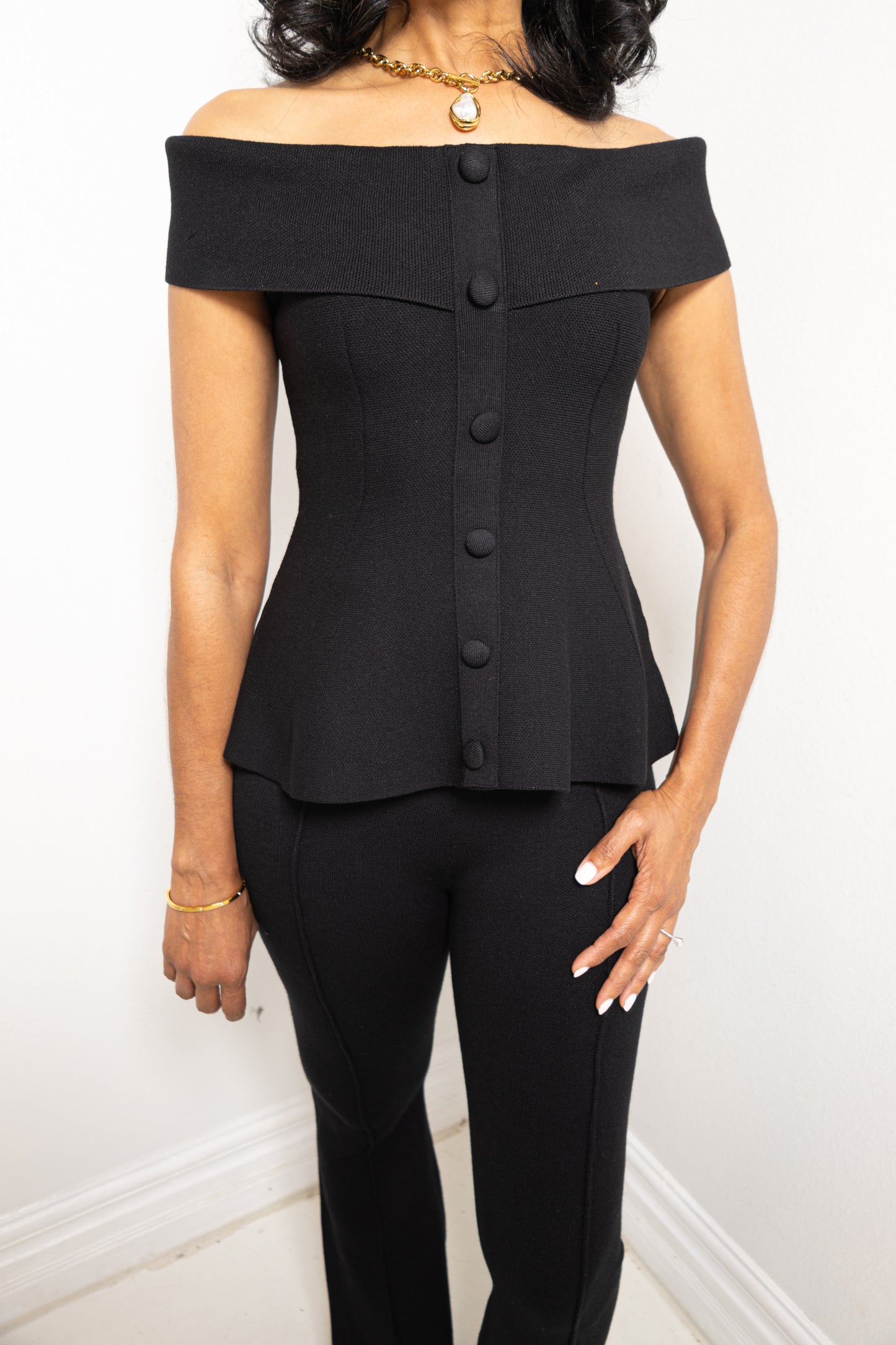 After Hours Knit Peplum Top & Pant Set