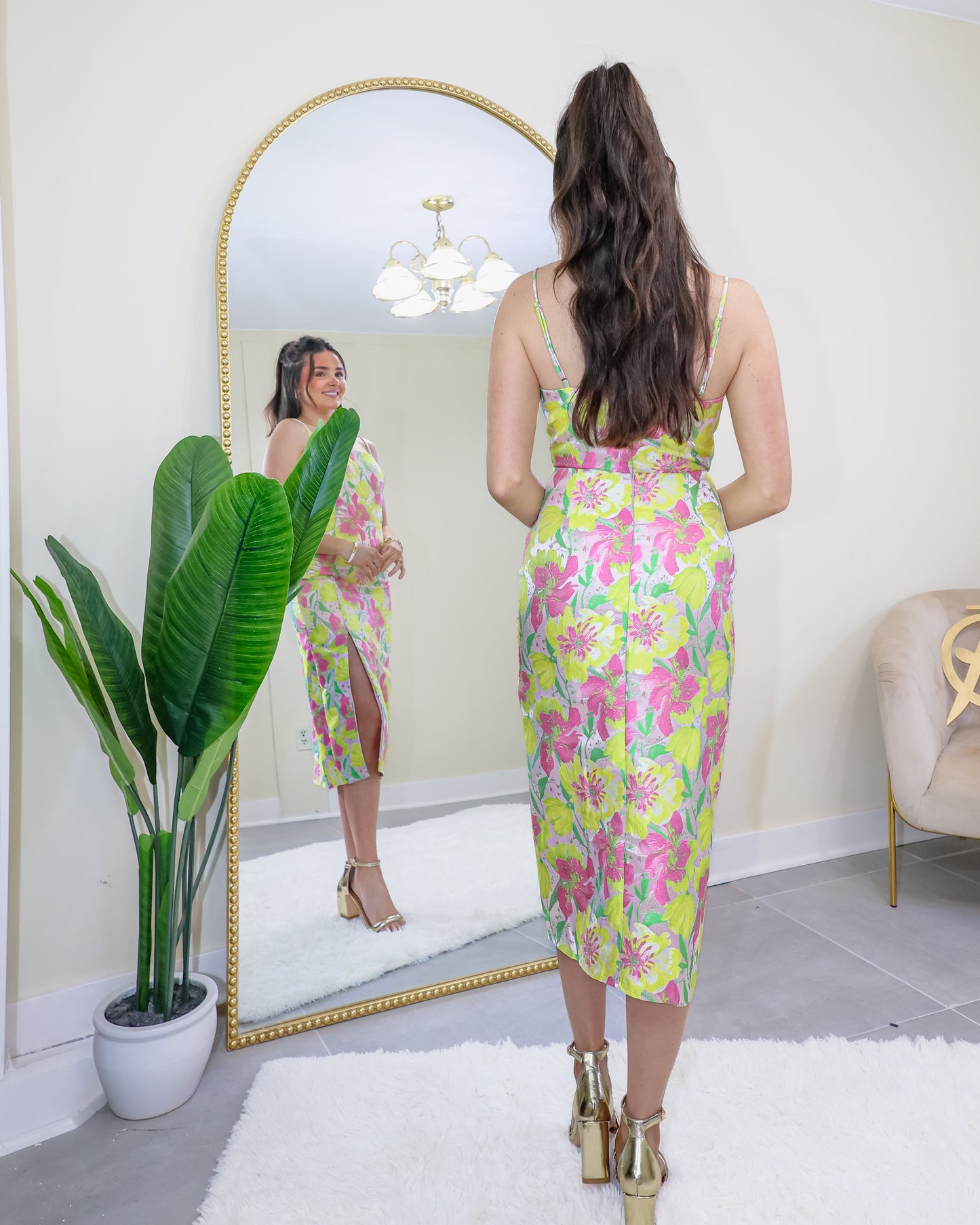 Always in Bloom Jacquard Midi Dress