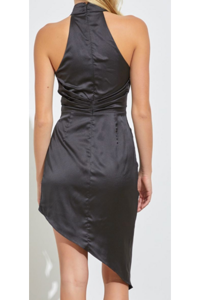 Asymmetric Ruched Halter Neck Dress-Dresses-KCoutureBoutique, women's boutique in Bossier City, Louisiana