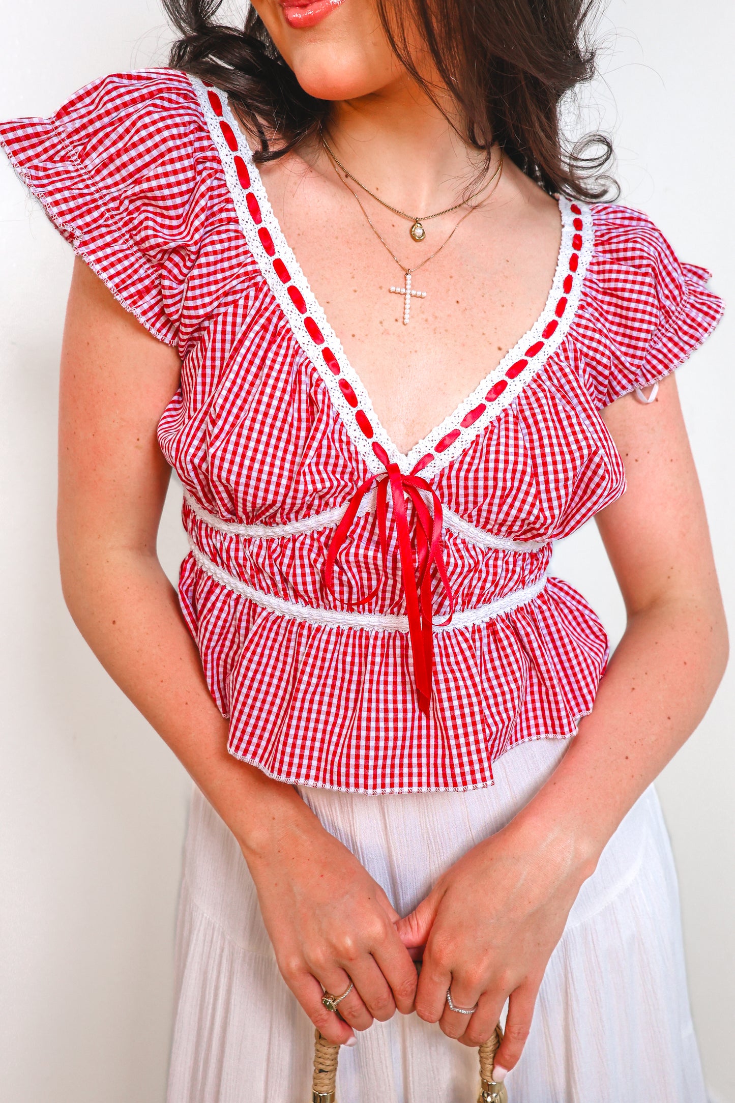 Cherry Pie Gingham Cropped Top