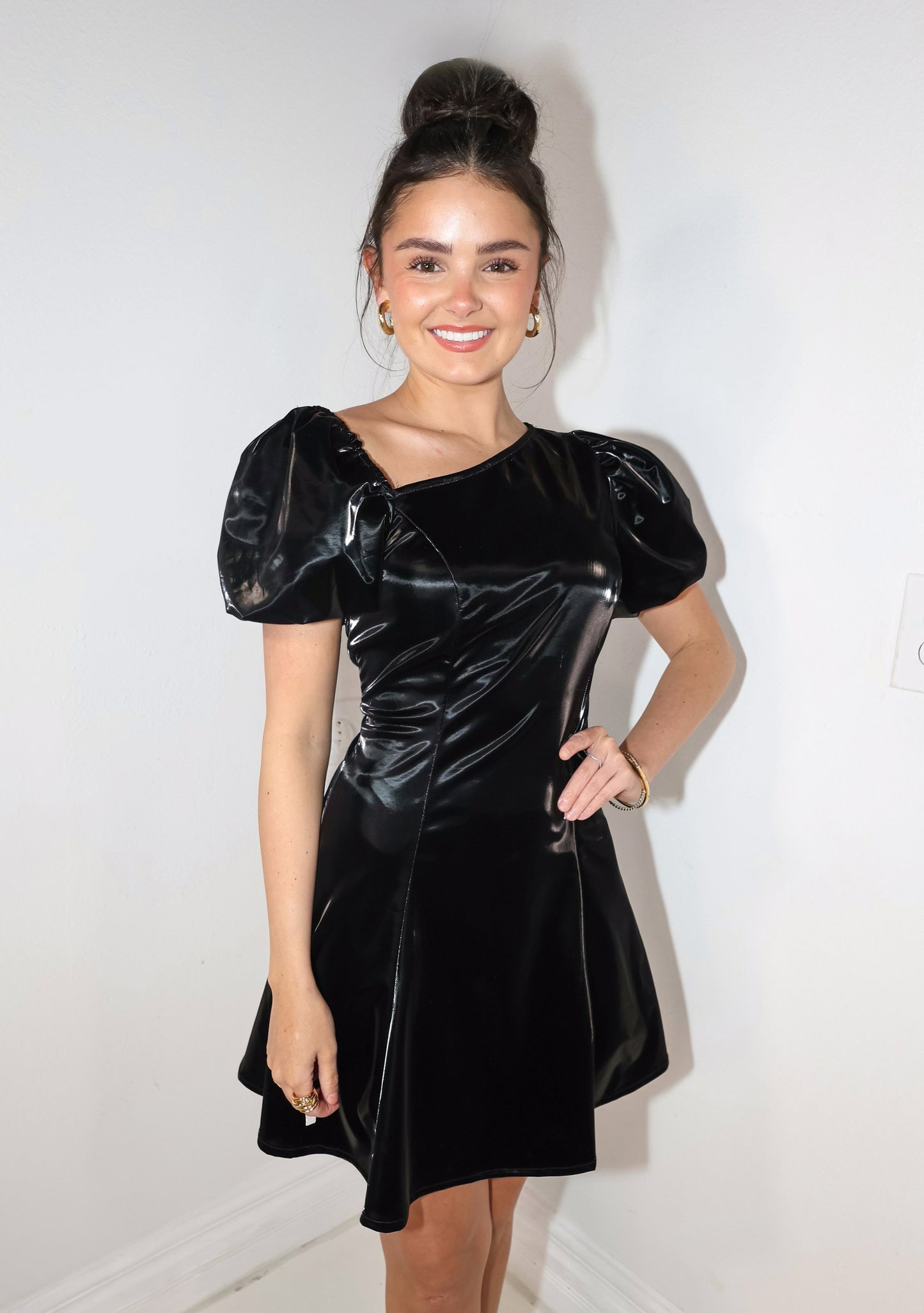 Black Mirror Flare Mini Dress