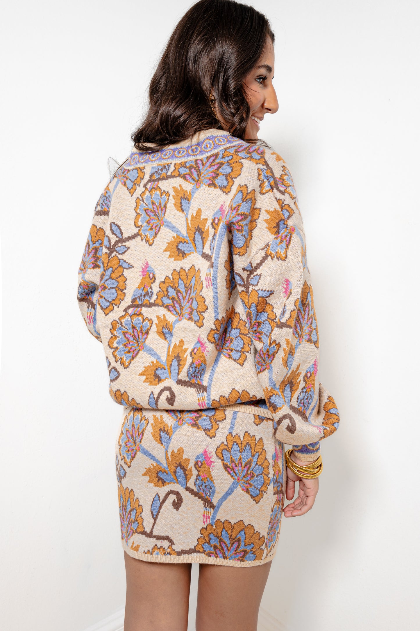 Boho Bloom Jacquard Knit Cardigan