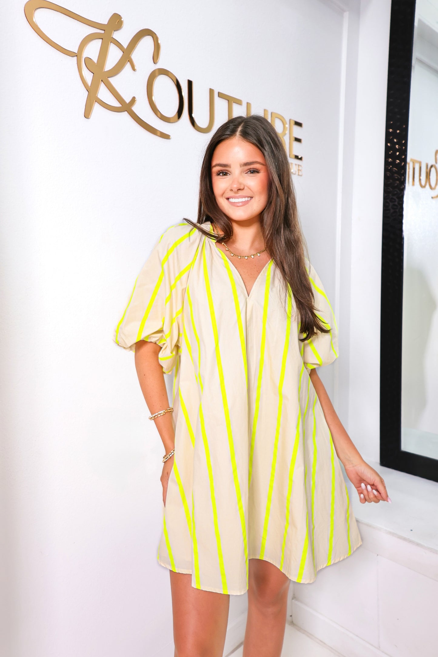 Bright Side Puff Sleeve Shift Dress