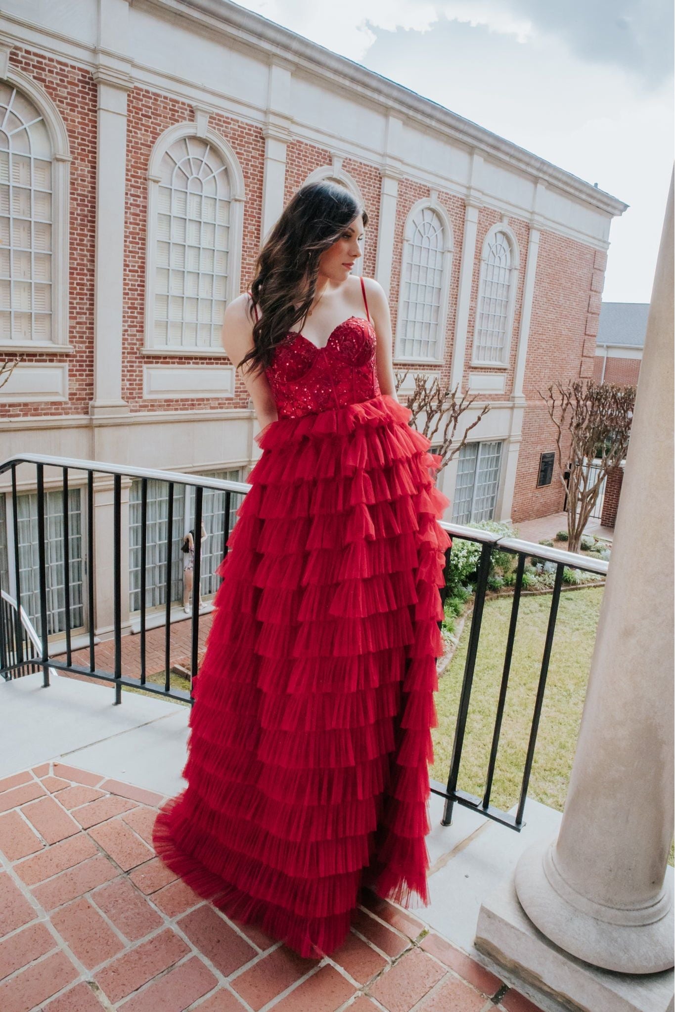 Burgundy Layered Tulle Ball Gown Burgundy Red / 2 Burgundy Layered Tulle Ball Gown Burgundy Red / 2