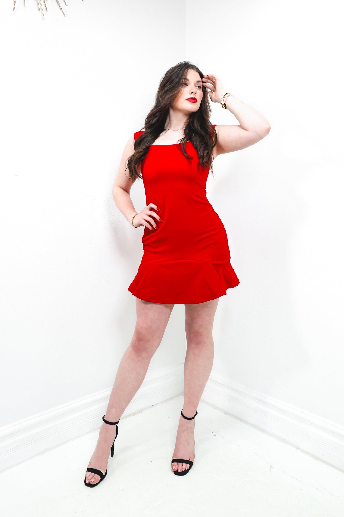 Center Stage Shoulder Padded Mini Dress