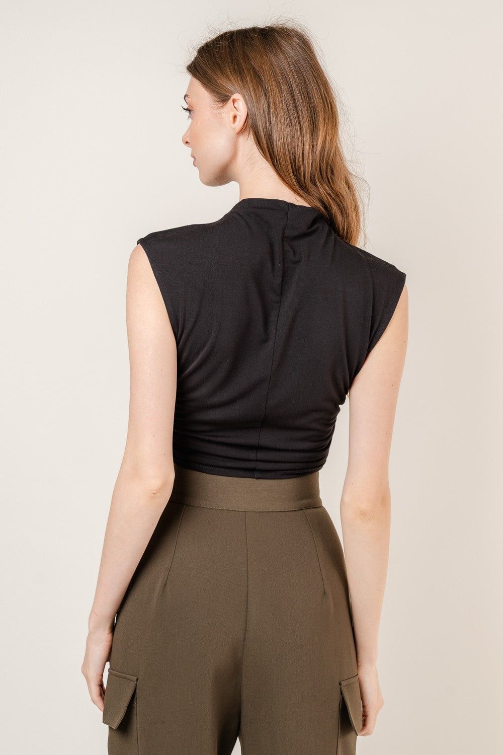 Chic Mock Neck Ruched Crop Top-Tops-KCoutureBoutique, women's boutique in Bossier City, Louisiana