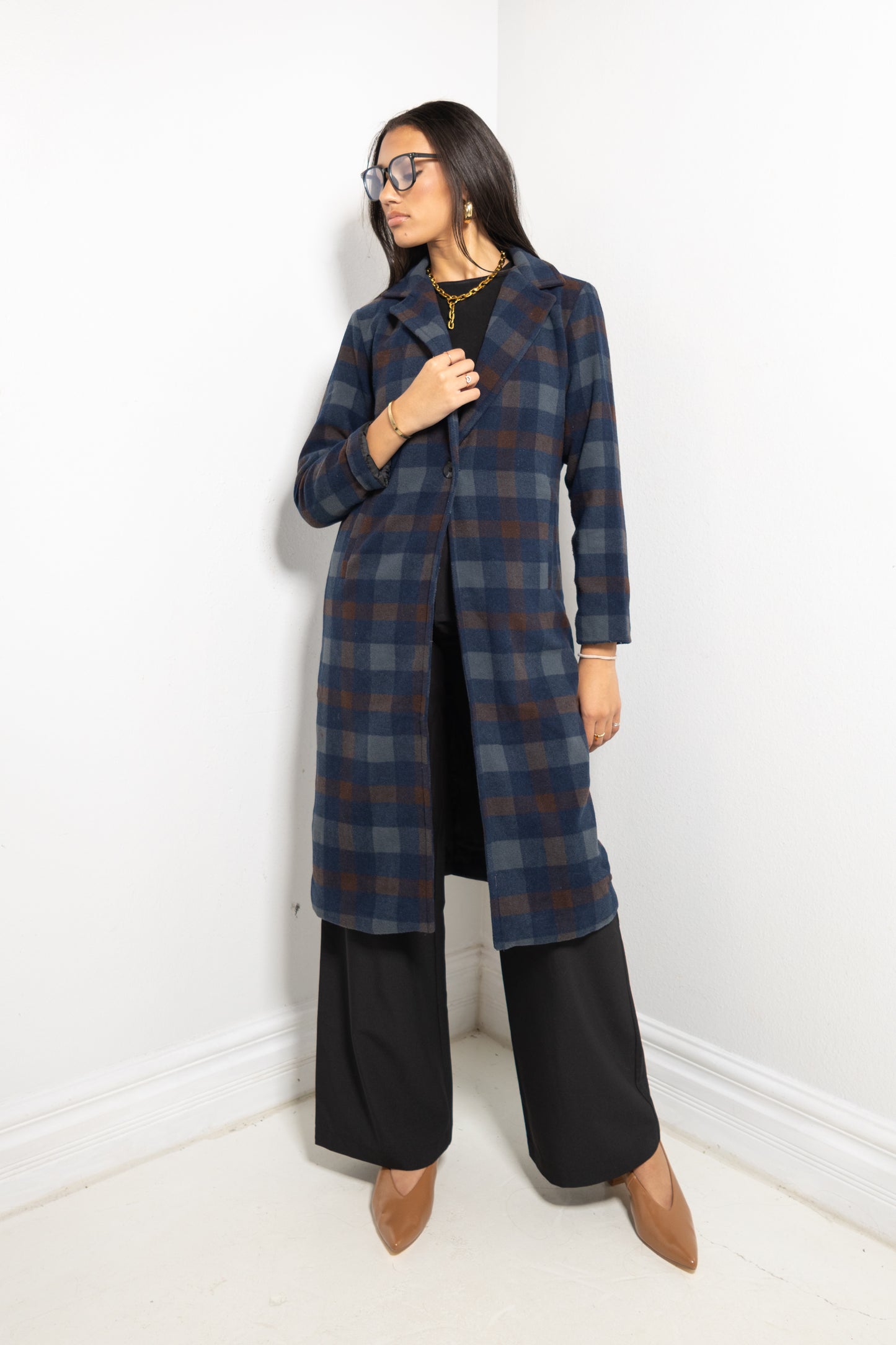 Cider Season Plaid Trench Coat