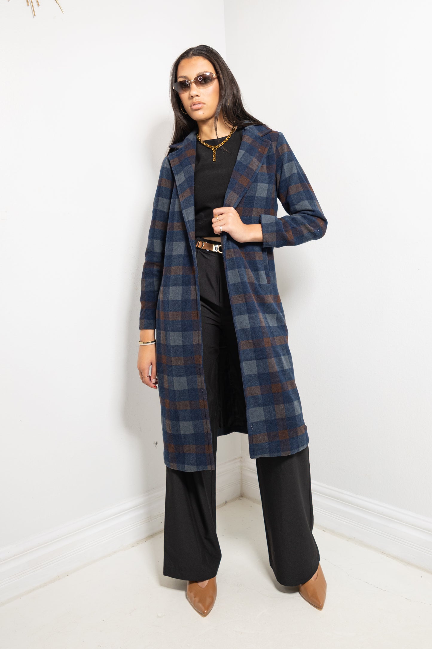 Cider Season Plaid Trench Coat