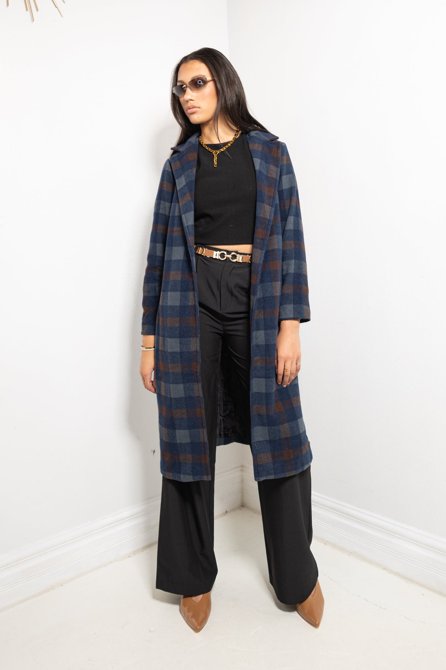 Cider Season Plaid Trench Coat