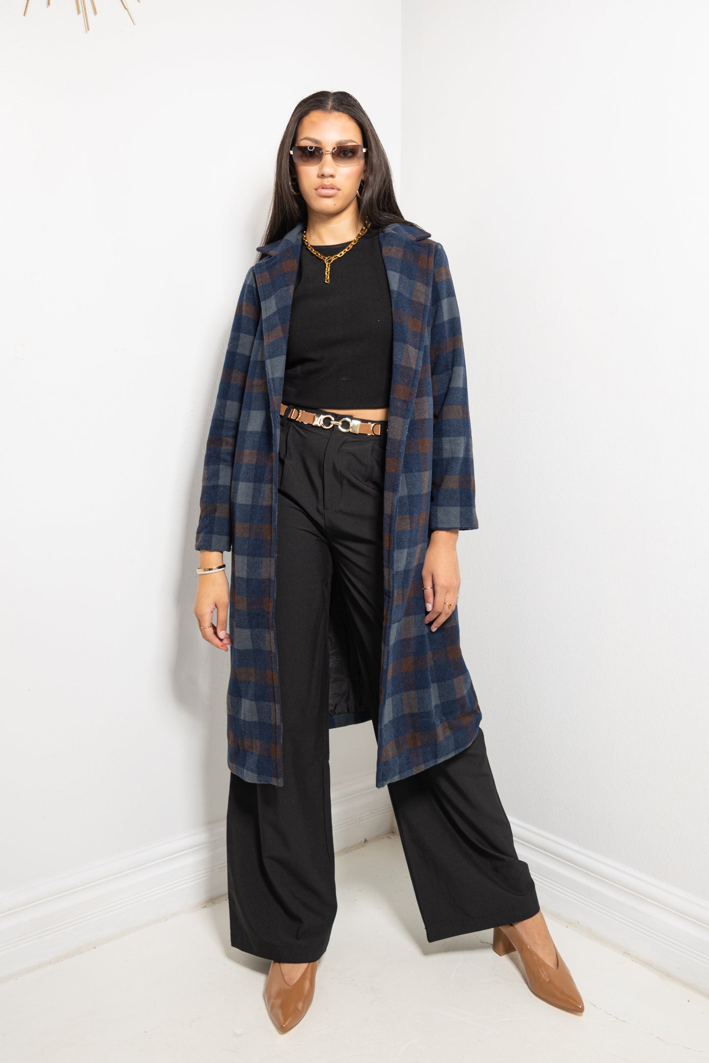 Cider Season Plaid Trench Coat