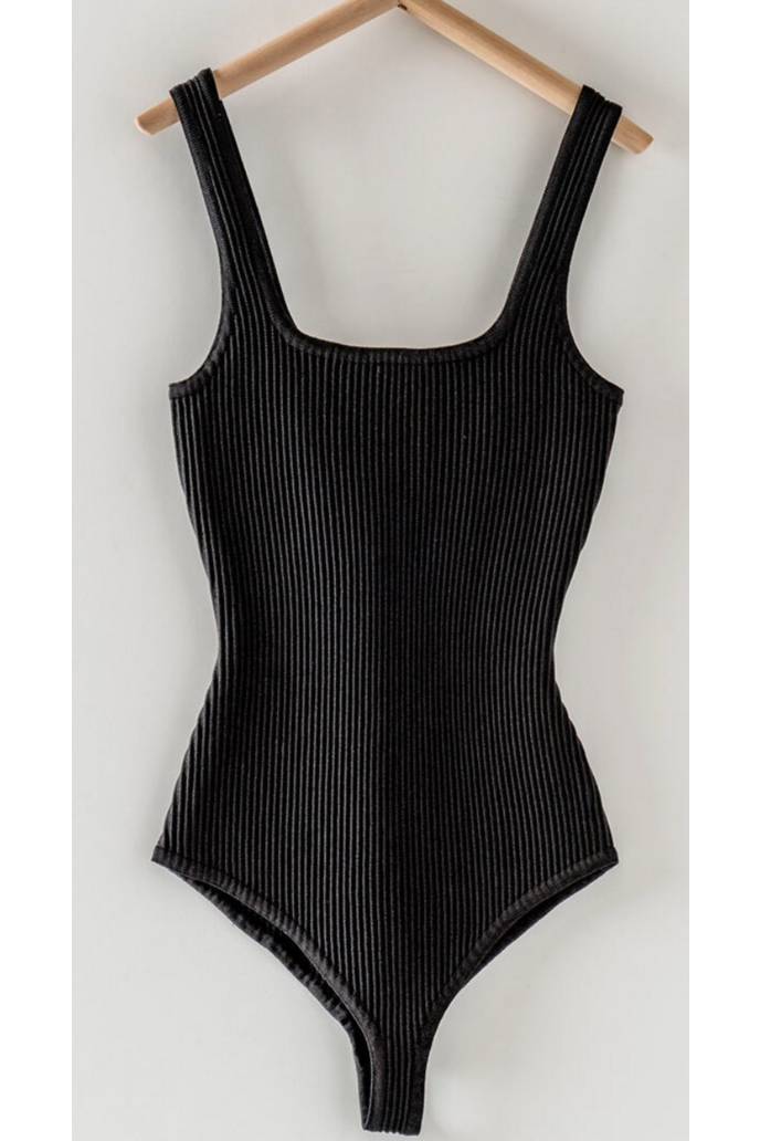 Classic Ribbed Square Neck Bodysuit-BodySuit-KCoutureBoutique, women's boutique in Bossier City, Louisiana