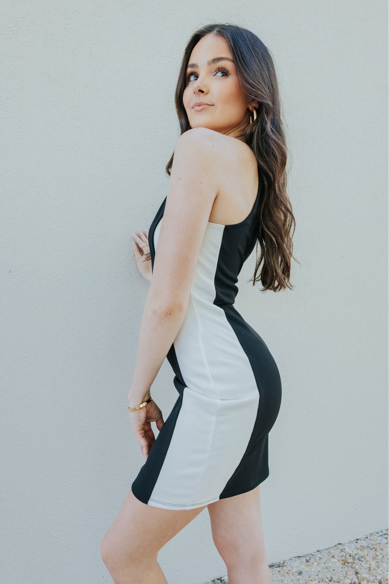Colorblock Contour High Neck Mini Dress-Dresses-KCoutureBoutique, women's boutique in Bossier City, Louisiana
