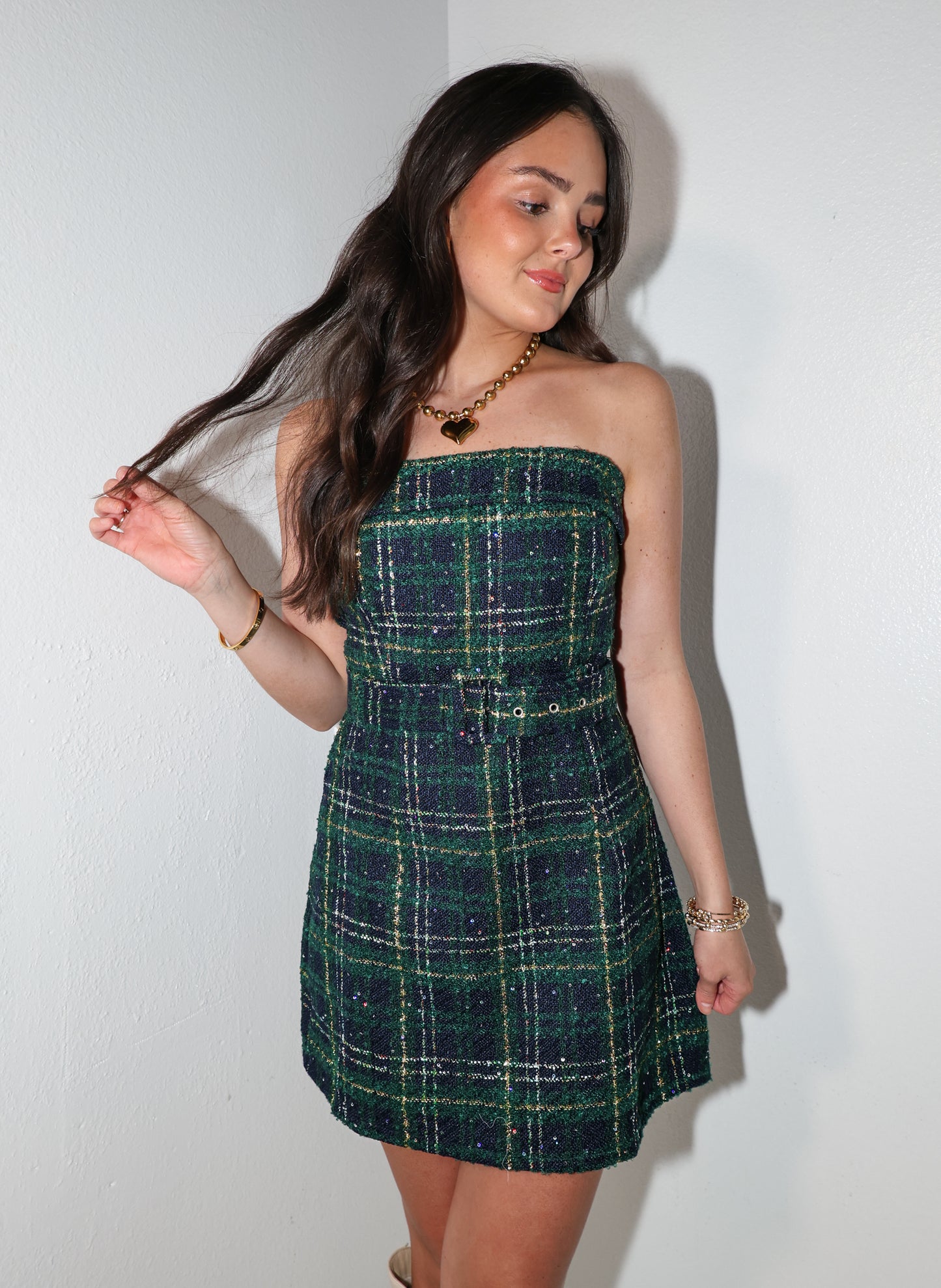 Holiday Glam Strapless Mini Dress