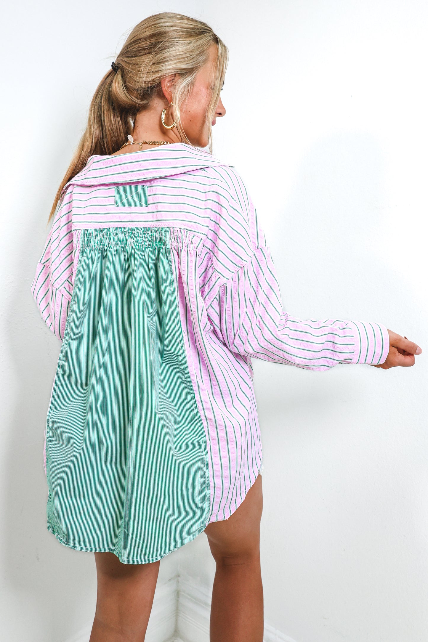 Cosmo & Wanda Shirred Striped Shirt