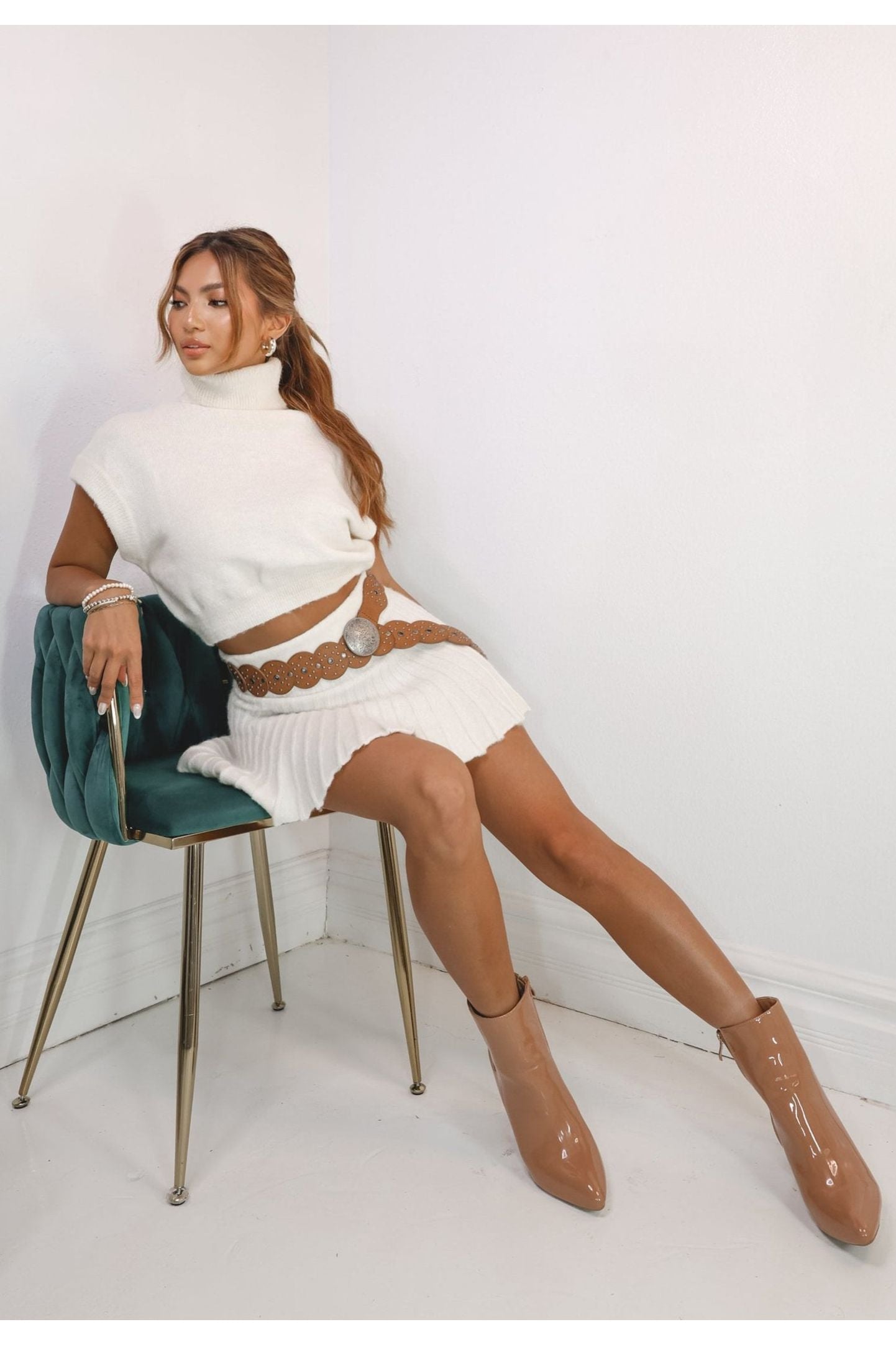 Cozy Pleated Knit Skort