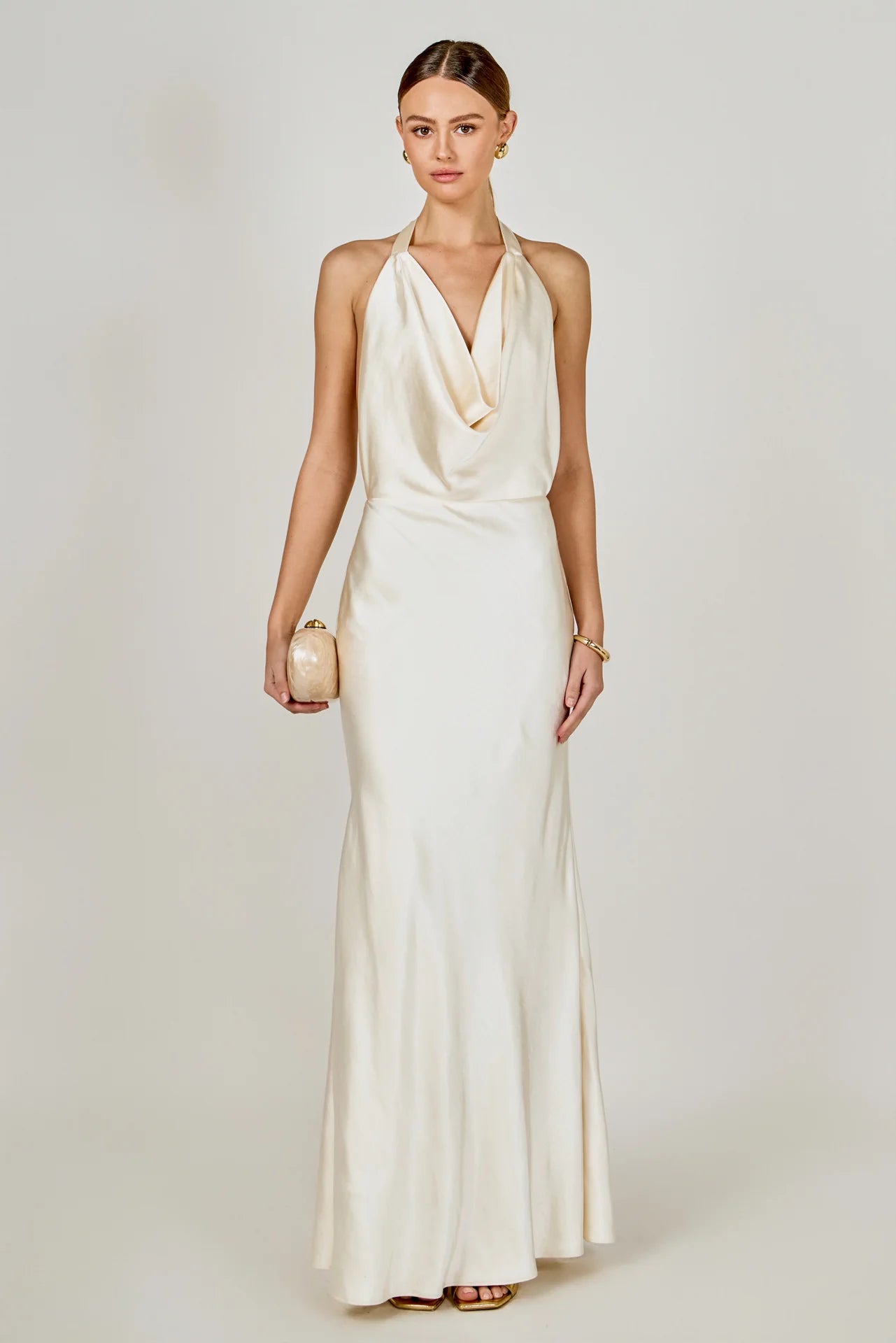 Satin Cowl Maxi Dress CHAMPAGNE / M