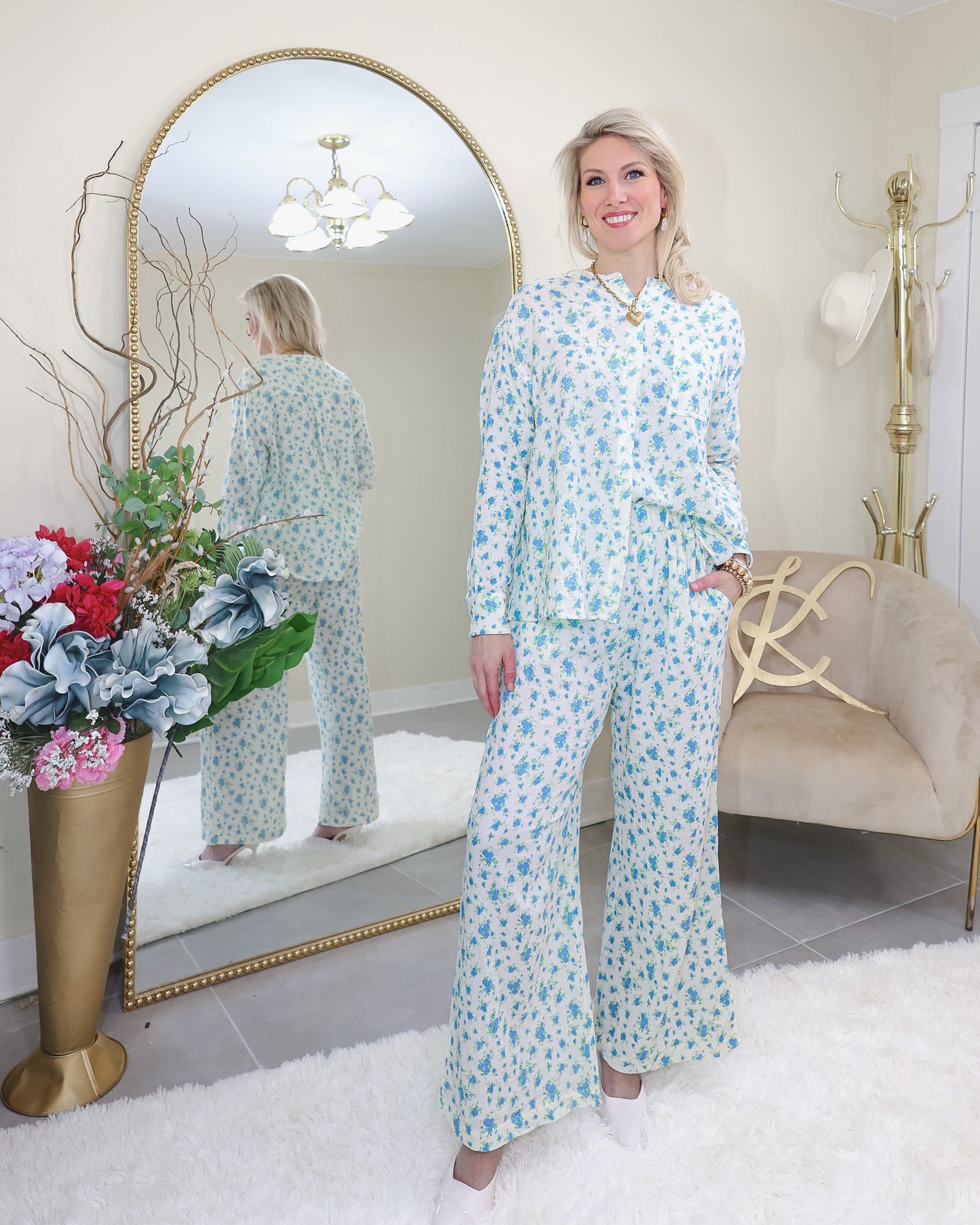 Lucca Daisy Drift Gauze Elastic Waist Pants