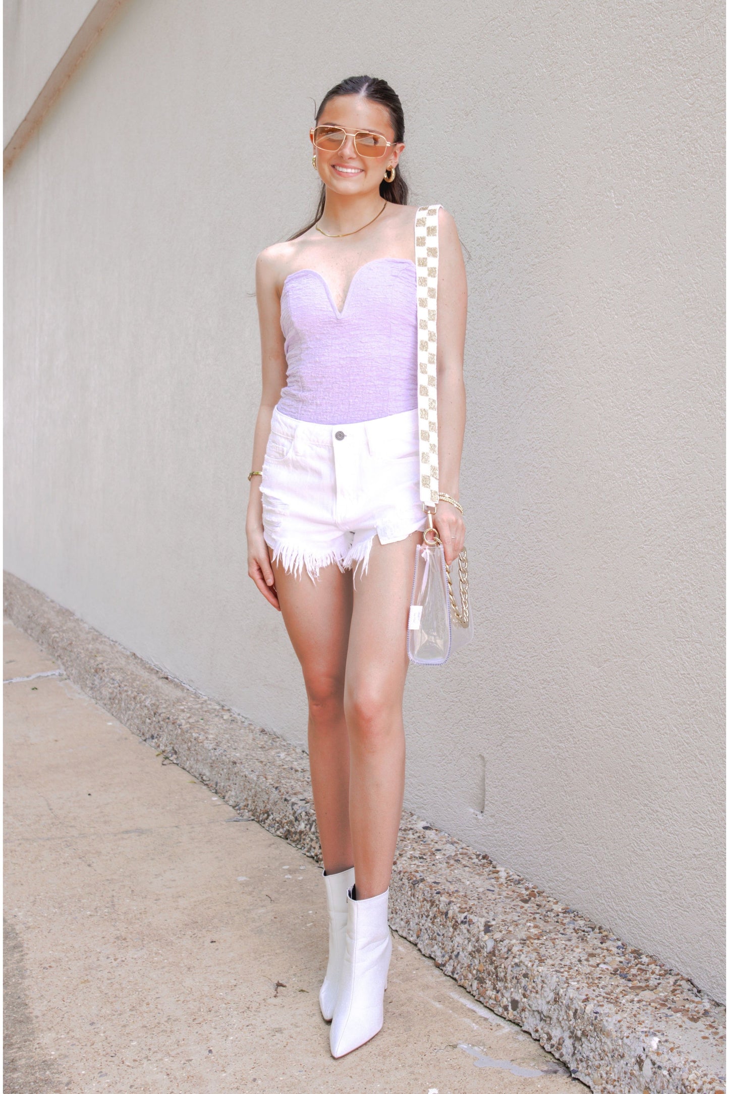 Deep V-Neck Textured Bodysuit-Tops-KCoutureBoutique, women's boutique in Bossier City, Louisiana