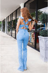 Denim Ruffle Sleeve Jumpsuit-Jumpsuit-KCoutureBoutique, women's boutique in Bossier City, Louisiana