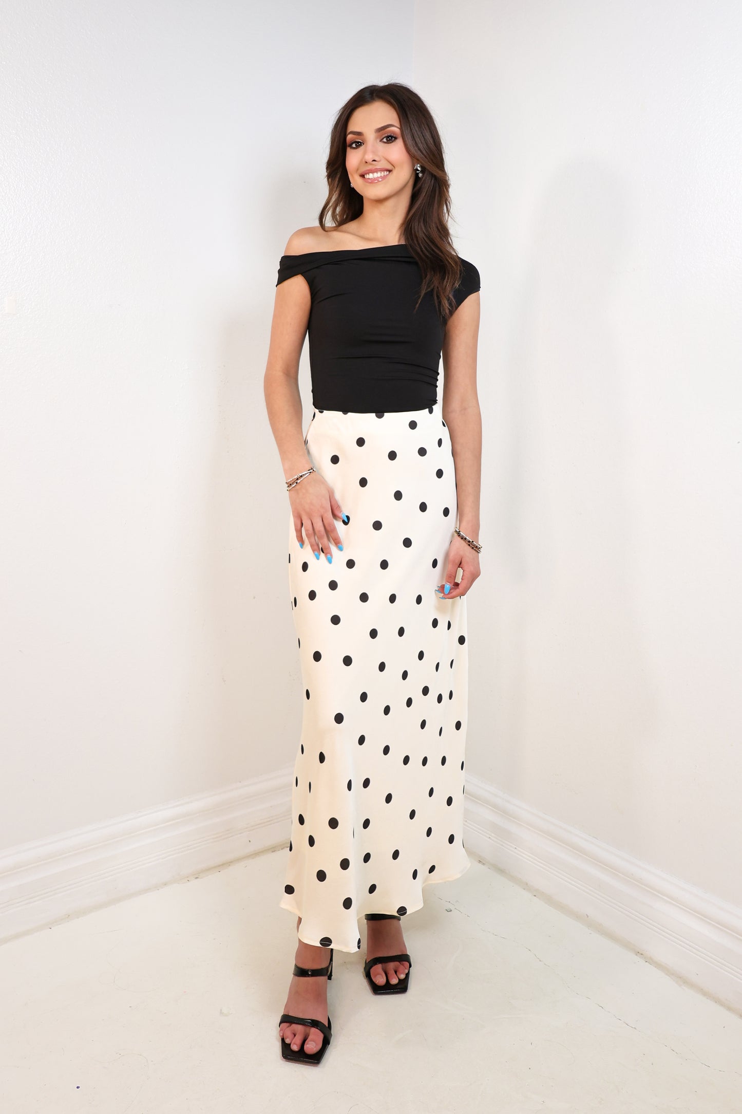 Dot Affair Polka Dot Midi Skirt