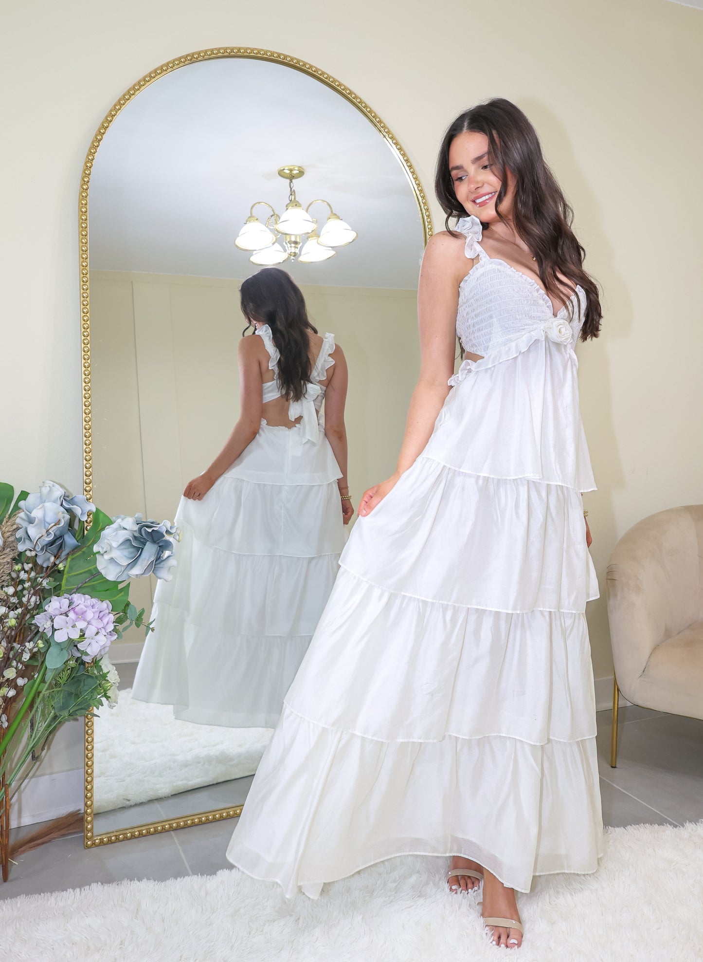 Rosy Daydreams Smocked Maxi Dress