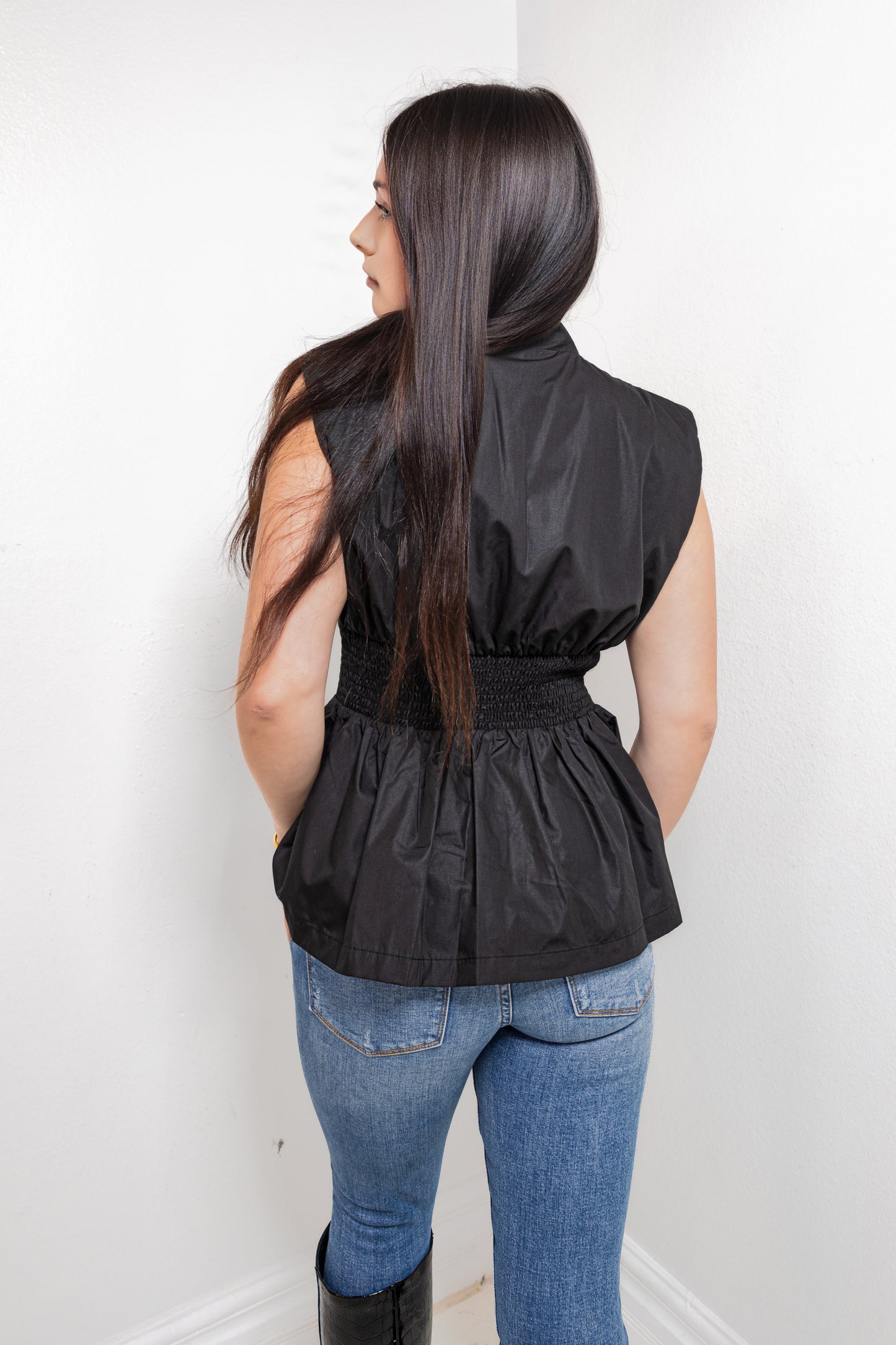 Edge & Ease Zip Front Peplum Top