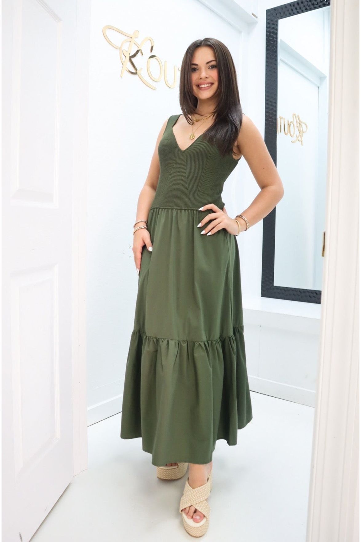 Elan Tank Mixed Media Maxi Dress-Dresses-KCoutureBoutique, women's boutique in Bossier City, Louisiana