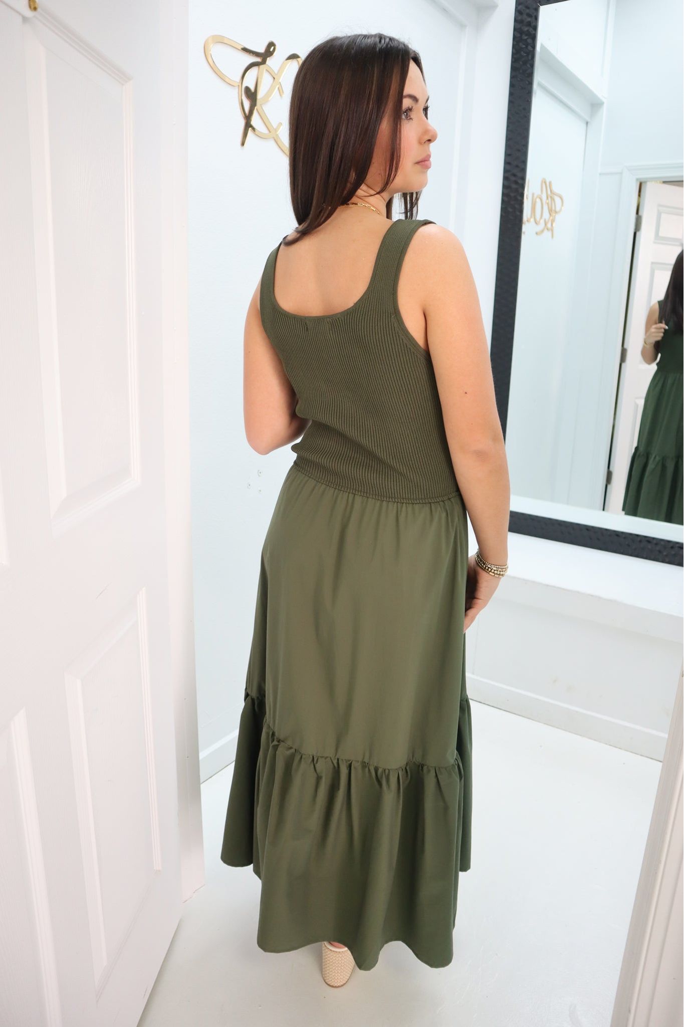 Elan Tank Mixed Media Maxi Dress-Dresses-KCoutureBoutique, women's boutique in Bossier City, Louisiana