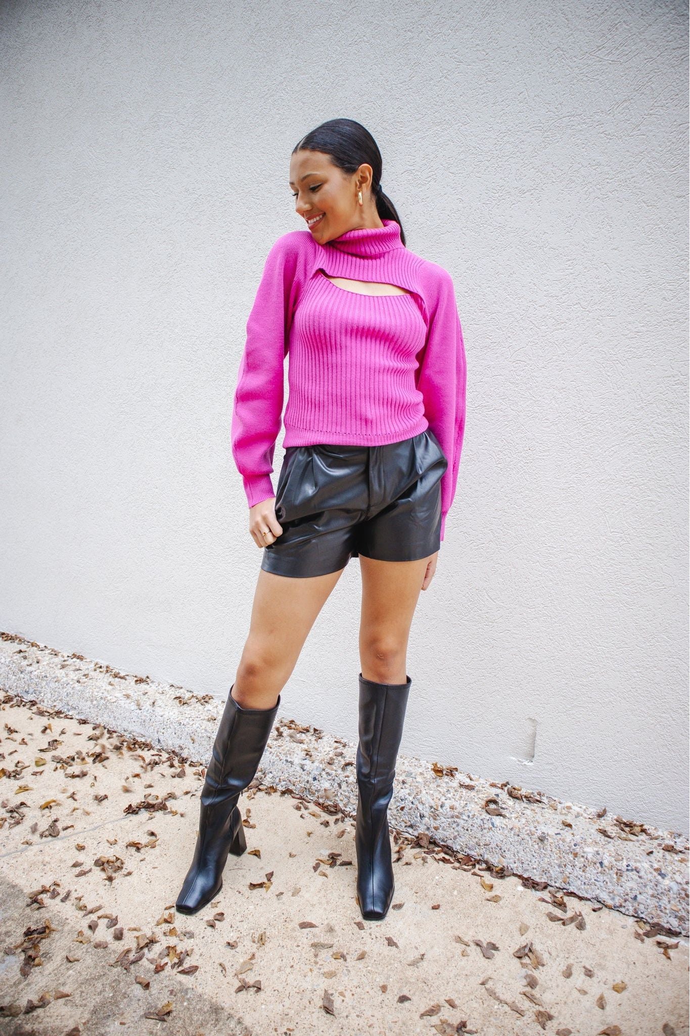 Elan Turtleneck Front Cut Out Sweater-Sweaters-KCoutureBoutique, women's boutique in Bossier City, Louisiana