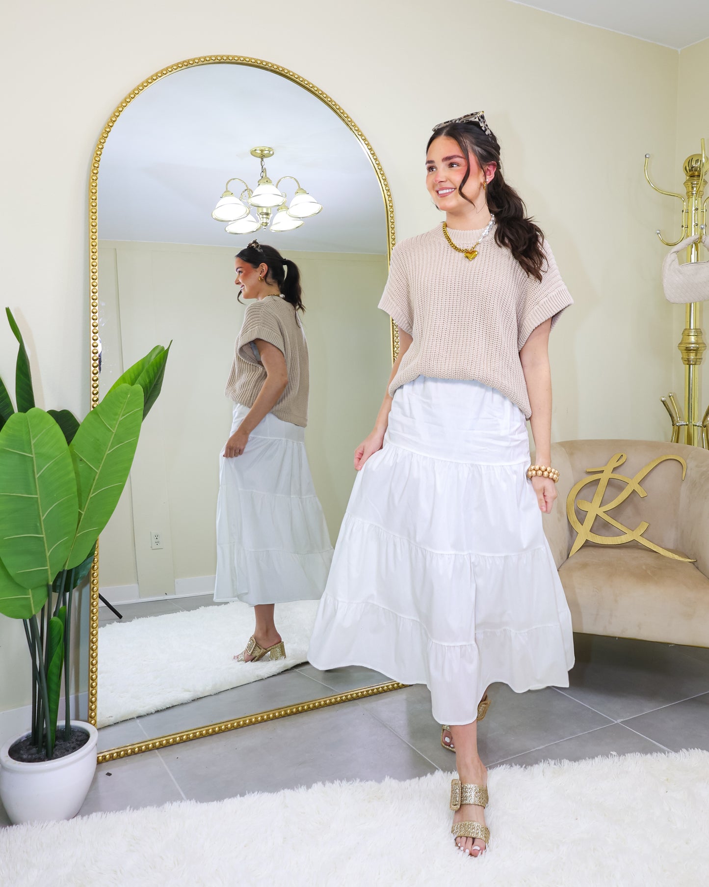 Elan Salt & Linen Midi Sweater Dress