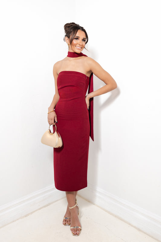 Endless Rose Choker Tie Midi Dress