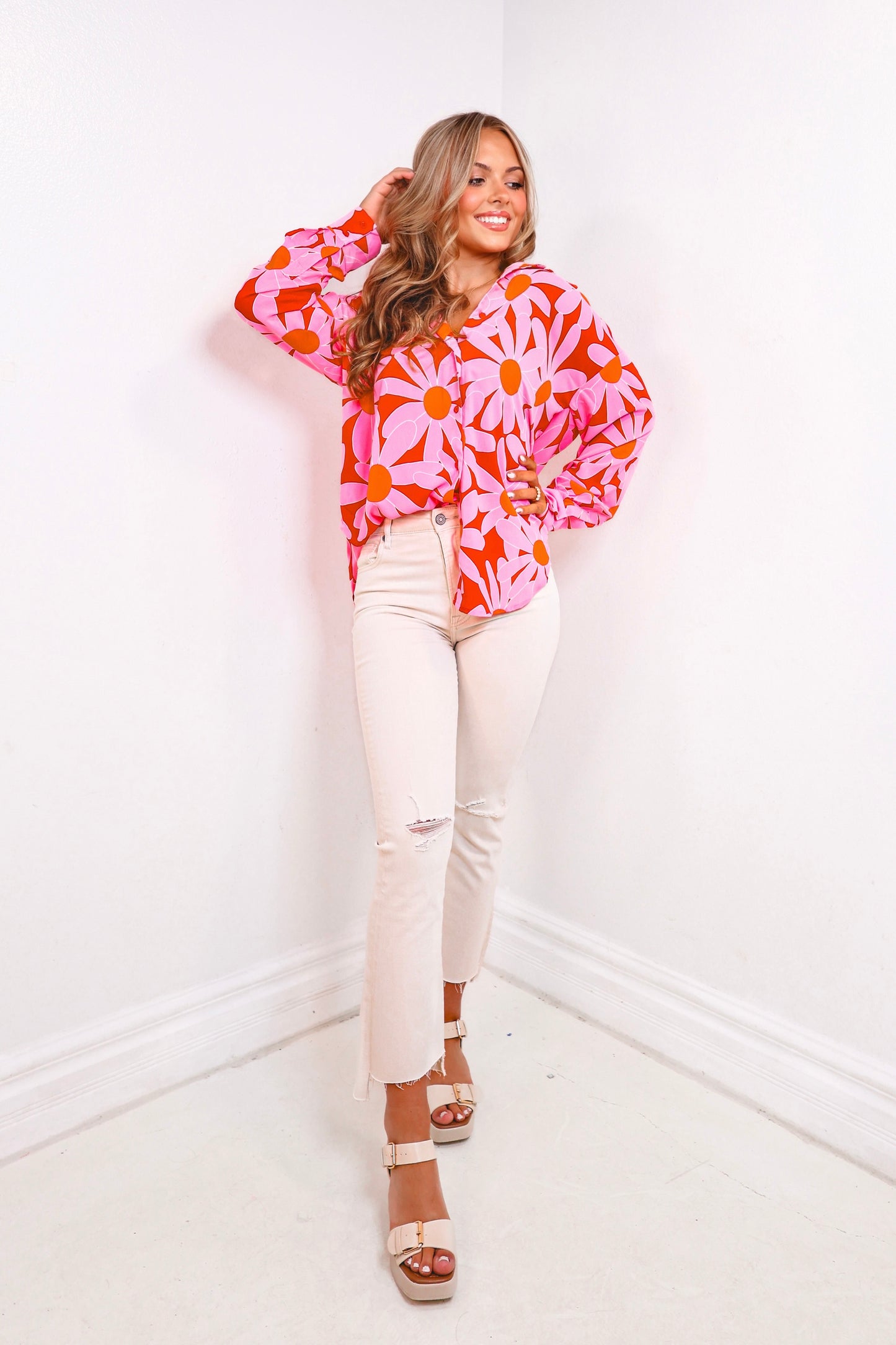 English Factory Daisy Daze Button Down Top