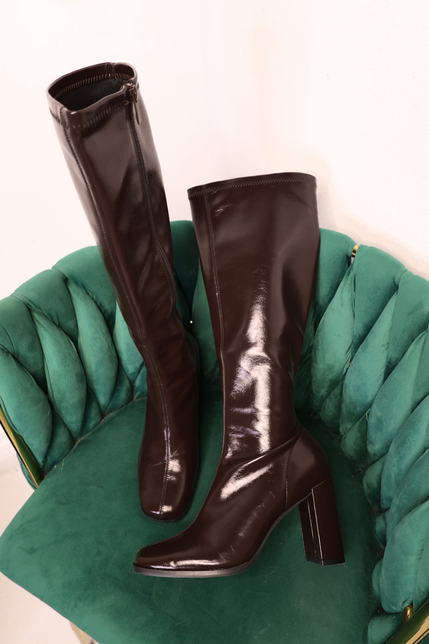 Espresso Brown Leather Knee High Boots