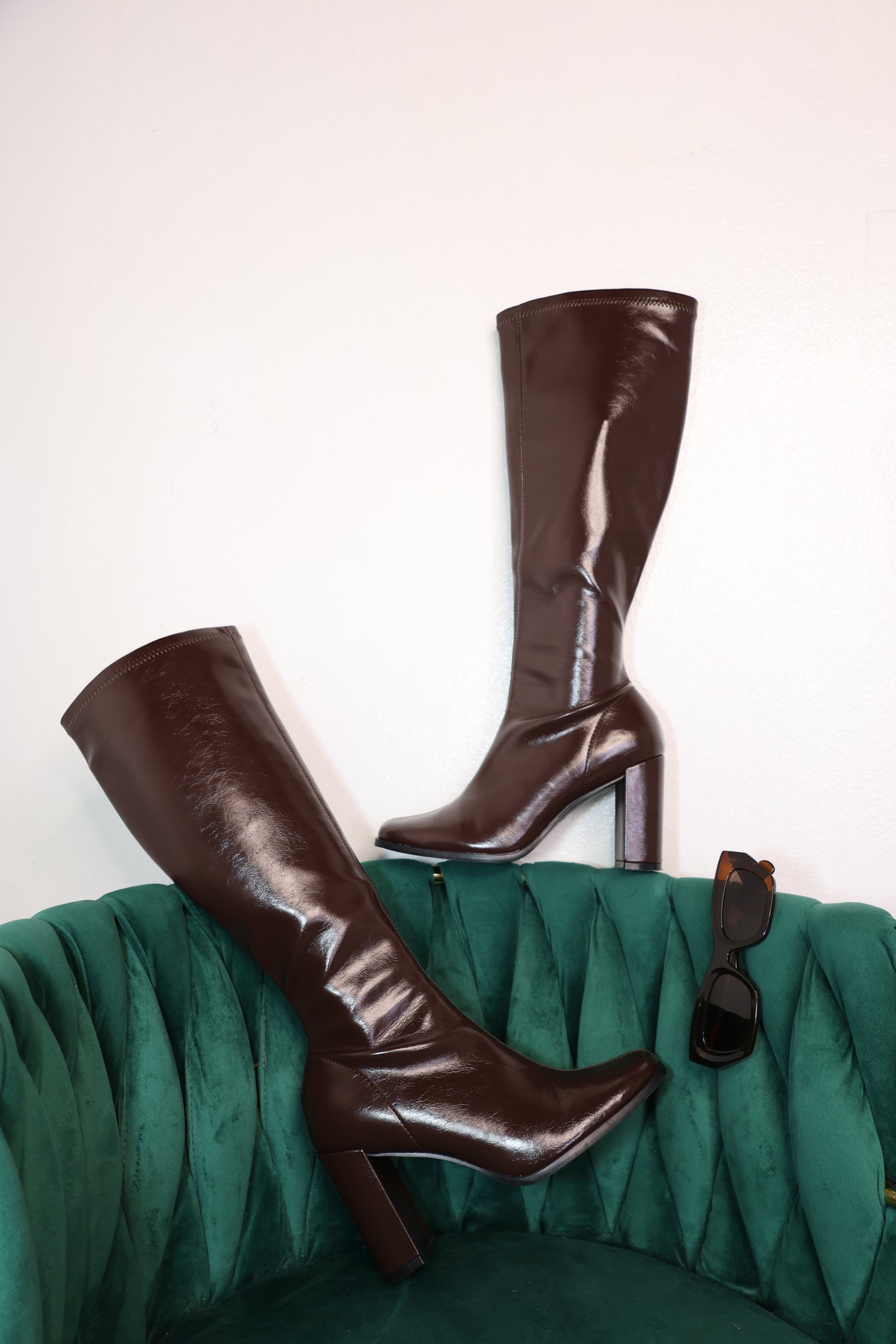 Espresso Brown Leather Knee High Boots