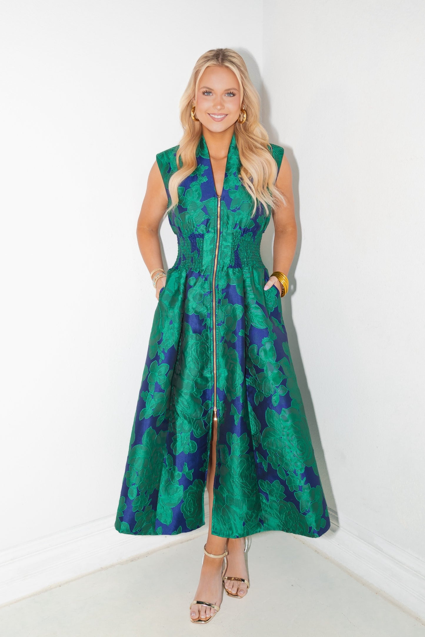 Eternal Bloom Zip Front Midi Dress