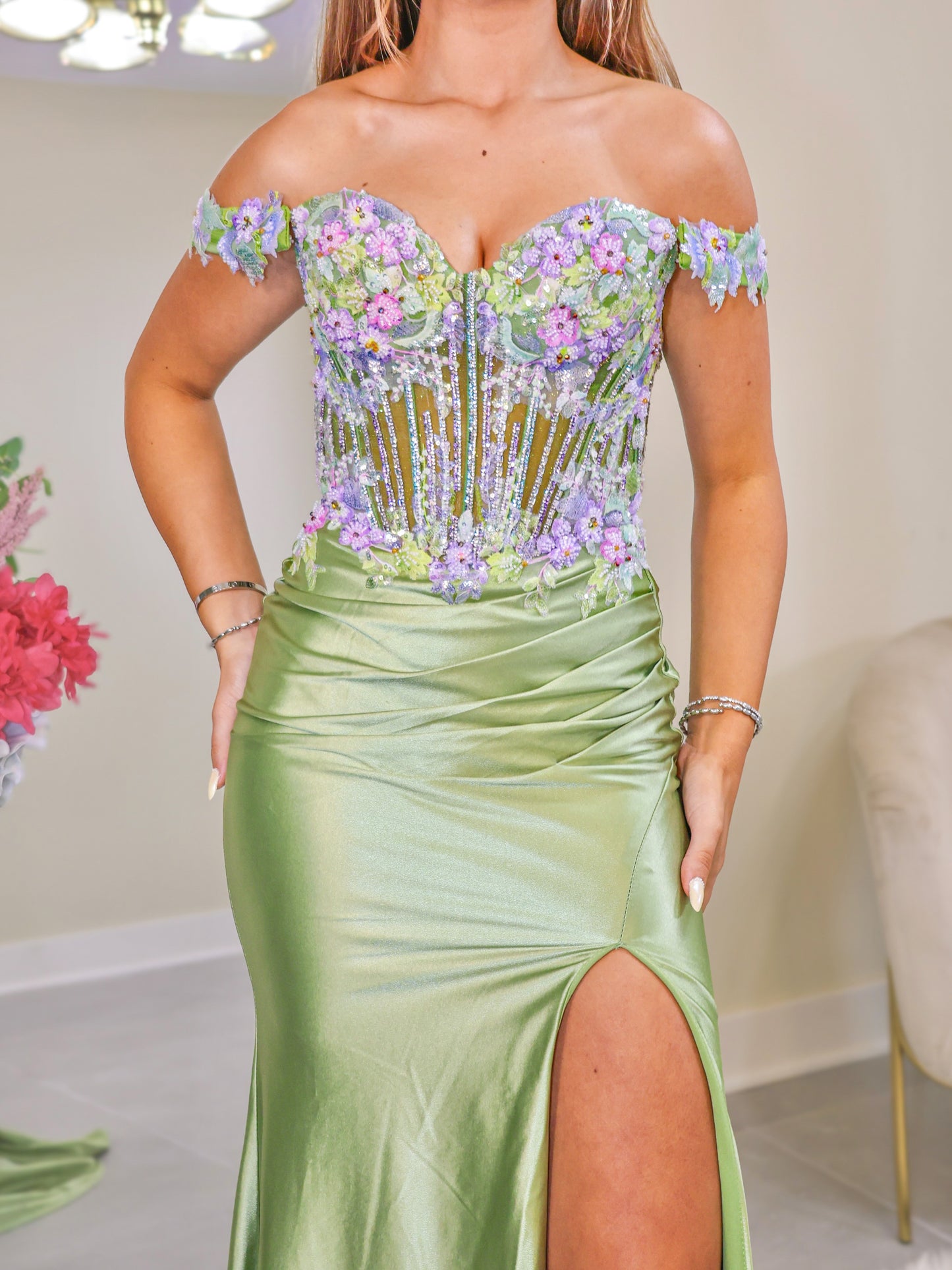 Ethereal Bloom Corset Gown