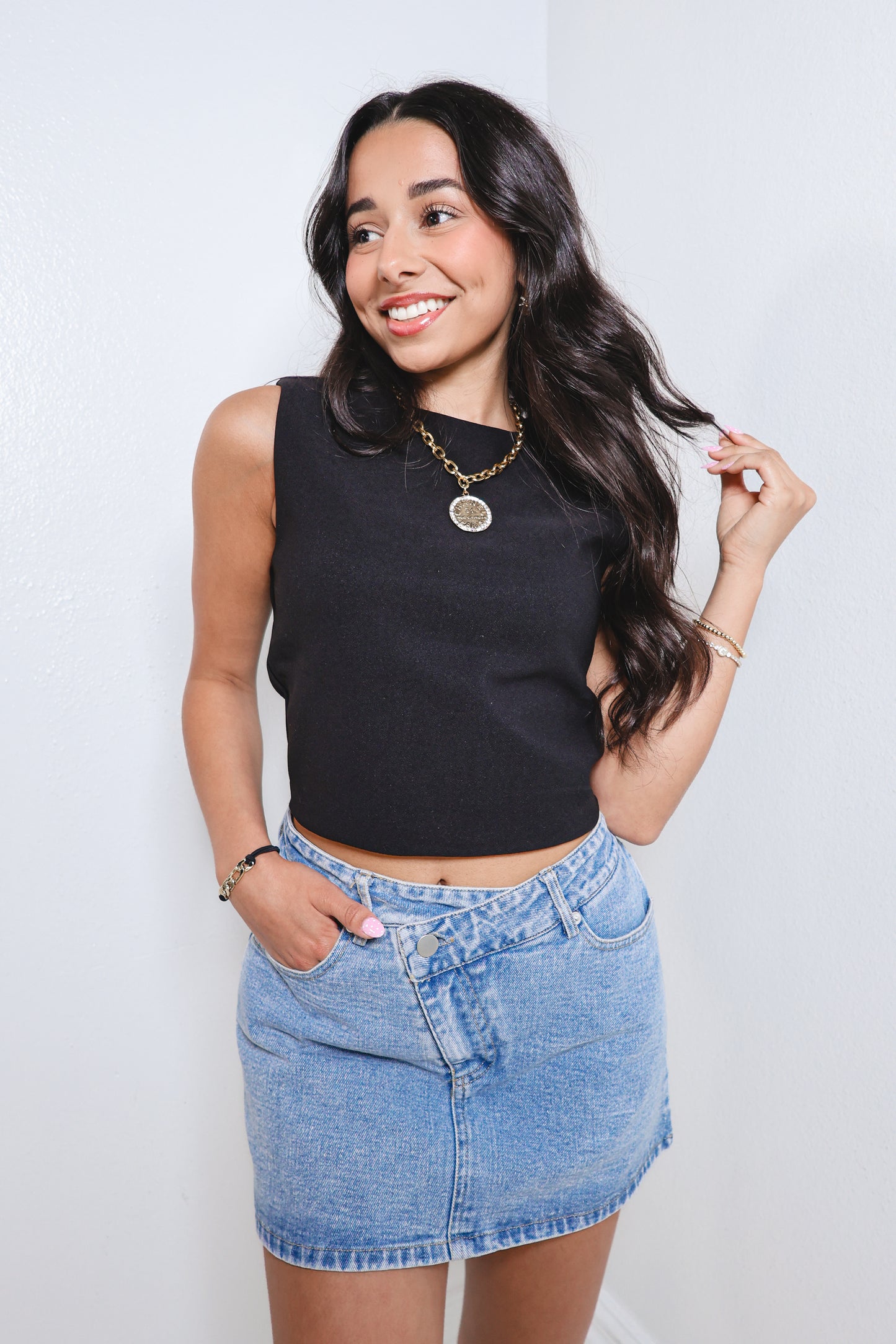 Everyday Icon Mid Rise Denim Skirt
