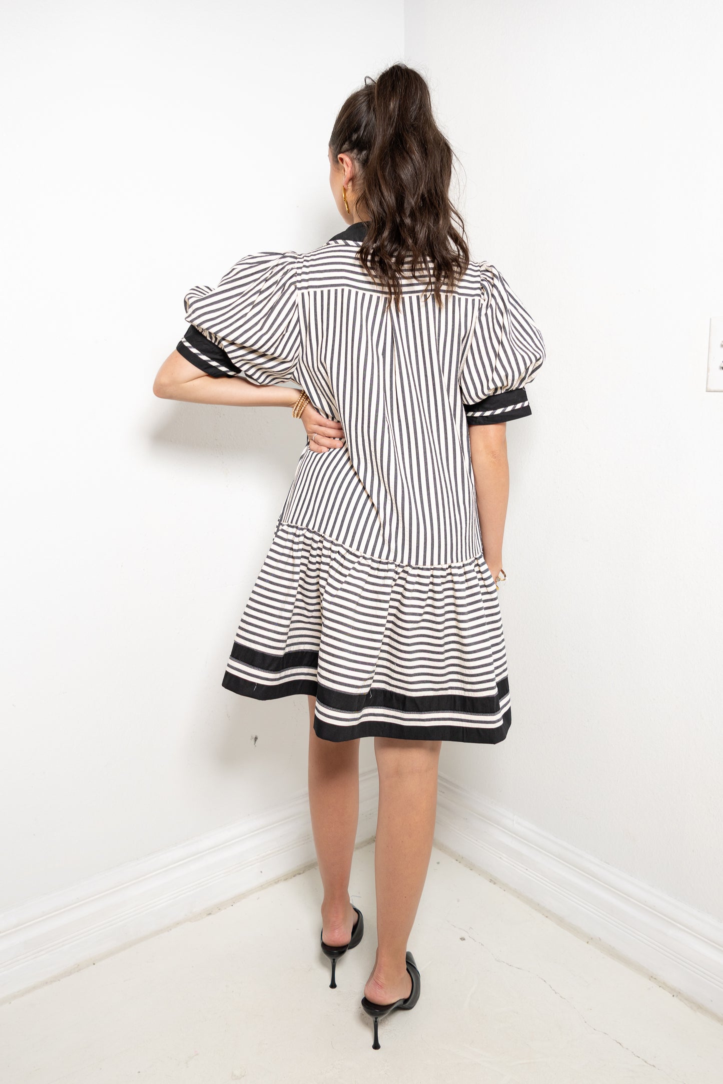 Falling For Stripes Puff Sleeve Mini Dress
