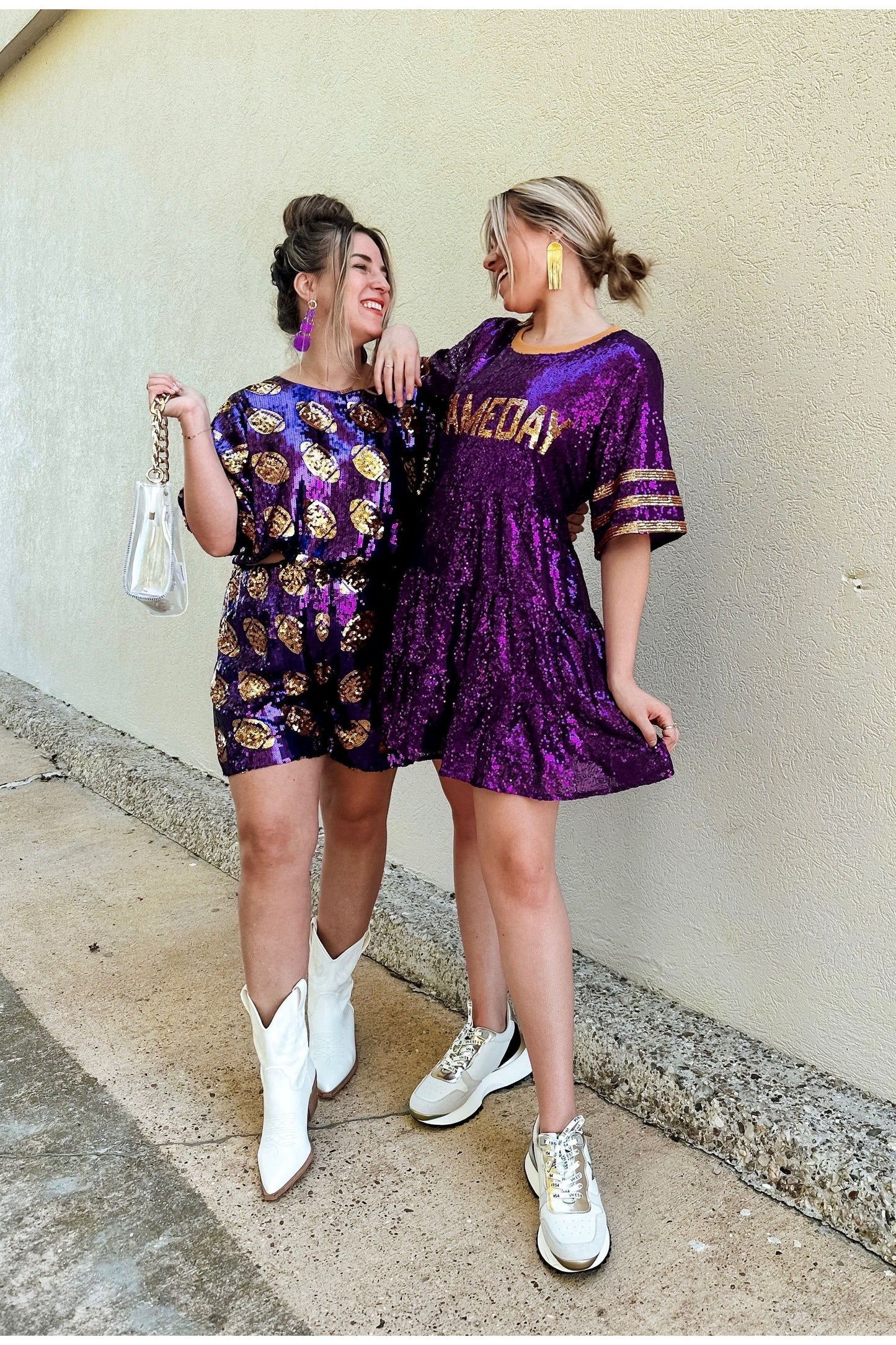 Fallon Football Sequin Shorts-Bottoms-KCoutureBoutique, women's boutique in Bossier City, Louisiana