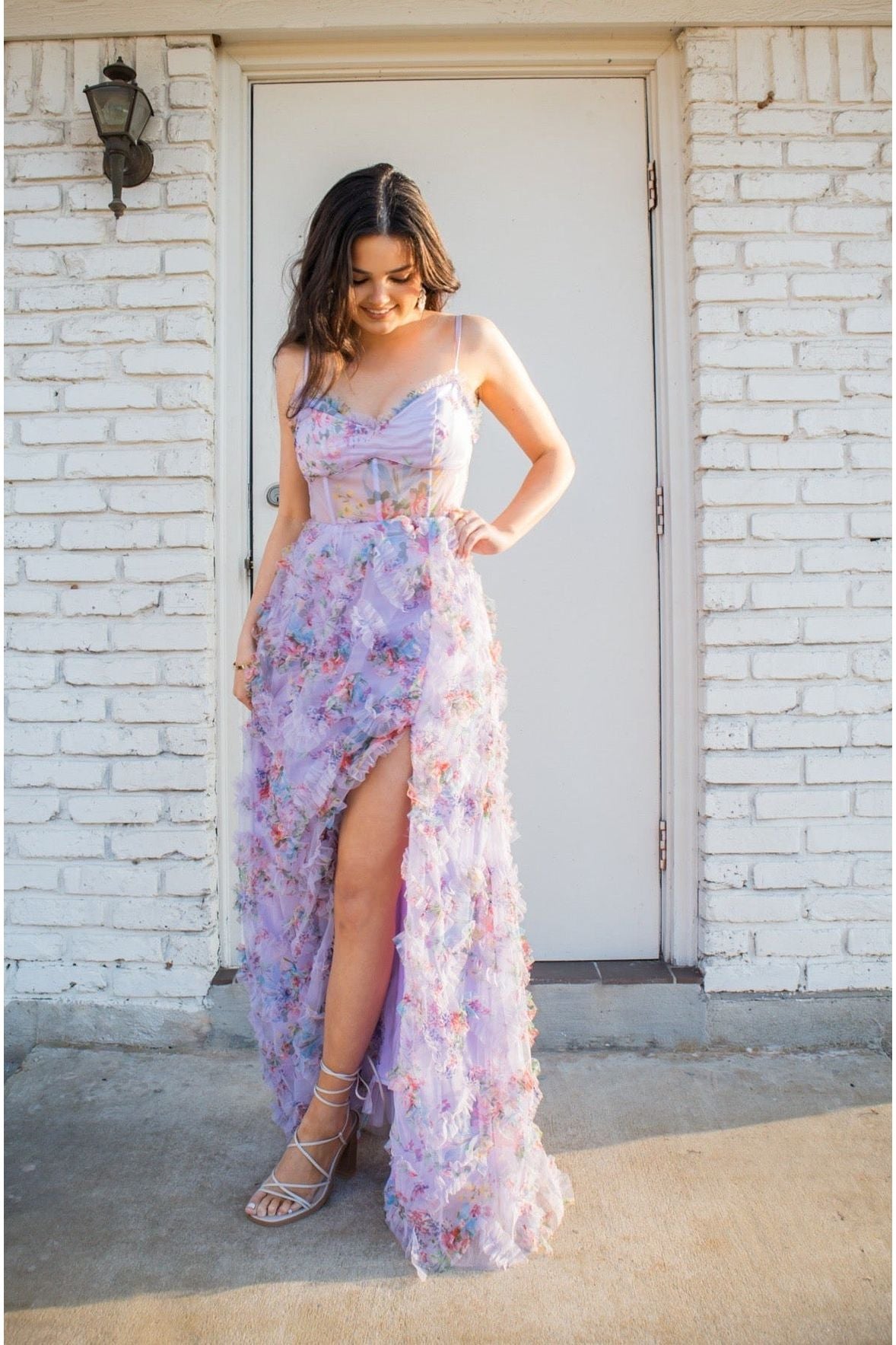 Floral Maxi Dress with Slit-Dresses-KCoutureBoutique, women's boutique in Bossier City, Louisiana