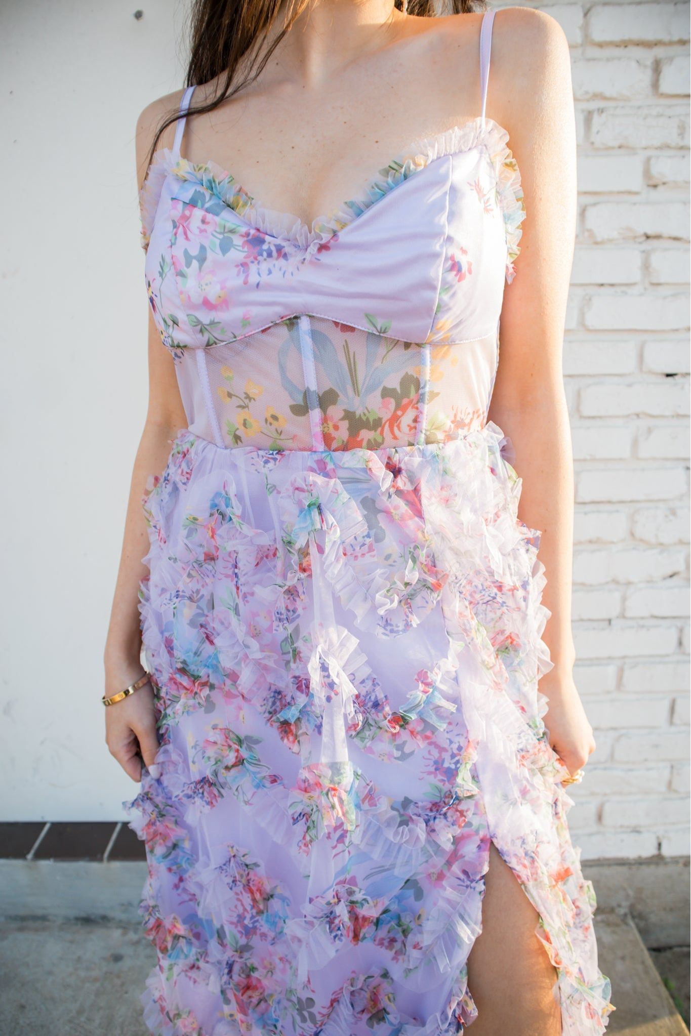 Floral Maxi Dress with Slit-Dresses-KCoutureBoutique, women's boutique in Bossier City, Louisiana