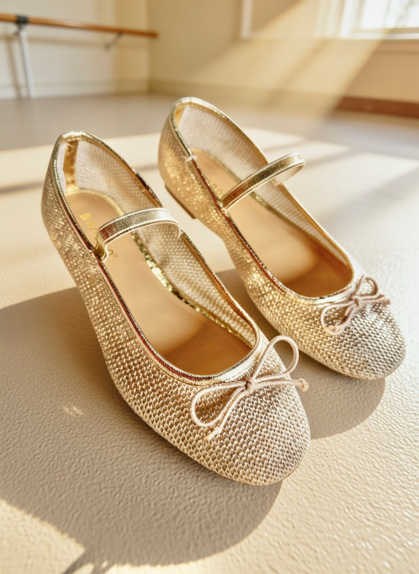 Versailles Gold Mesh Mary Jane Flats